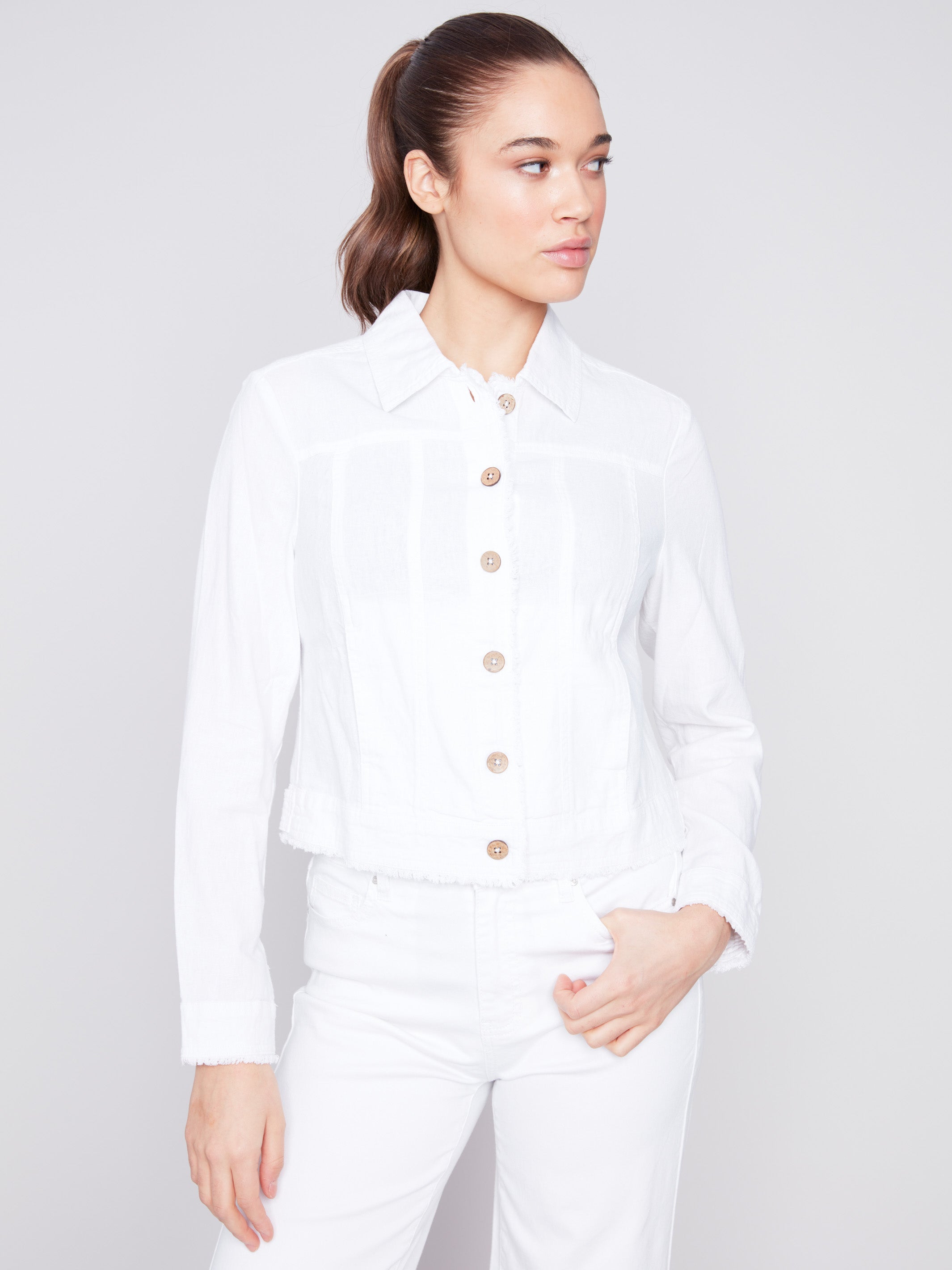 Linen Blend Jacket - White