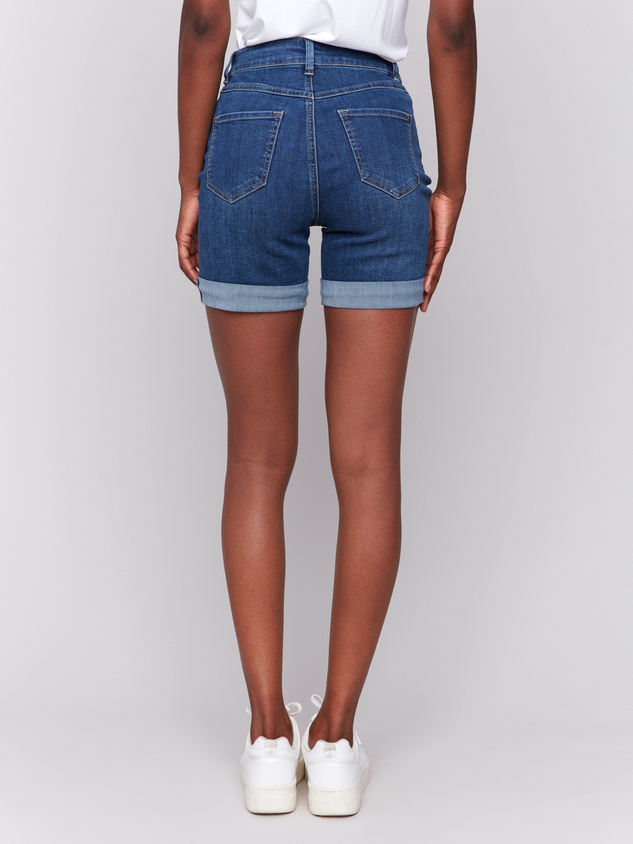Rolled Cuff Denim Shorts - Indigo