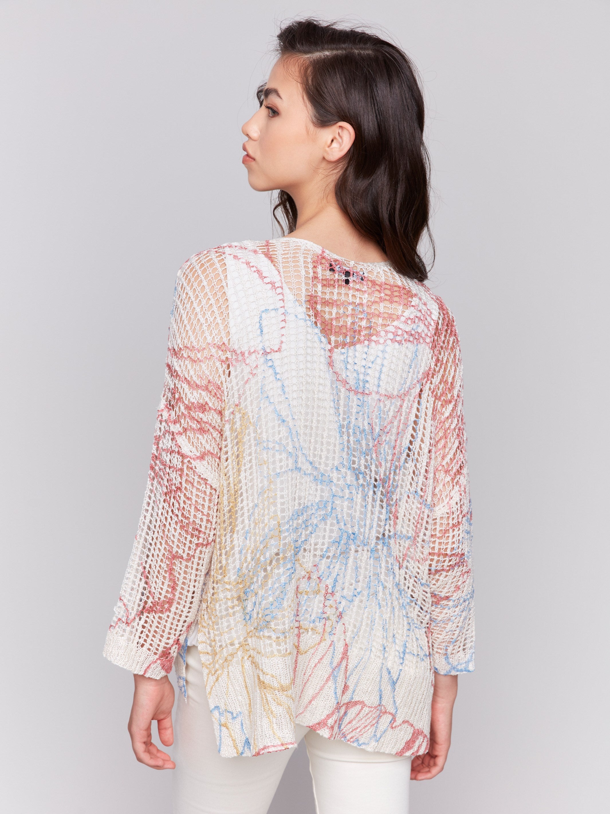 Printed Fishnet Crochet Sweater - Corolla