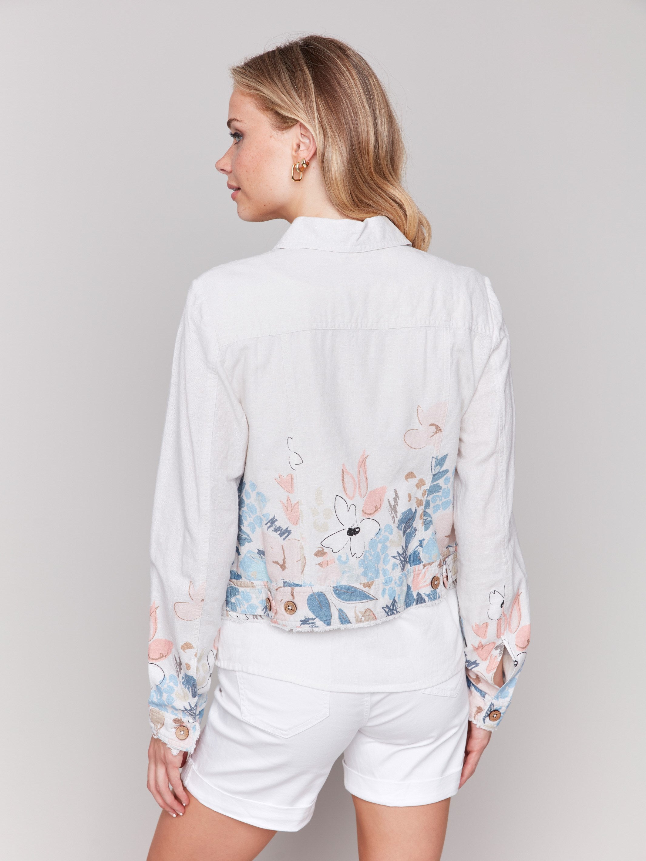 Printed Linen Blend Jacket - Supernova