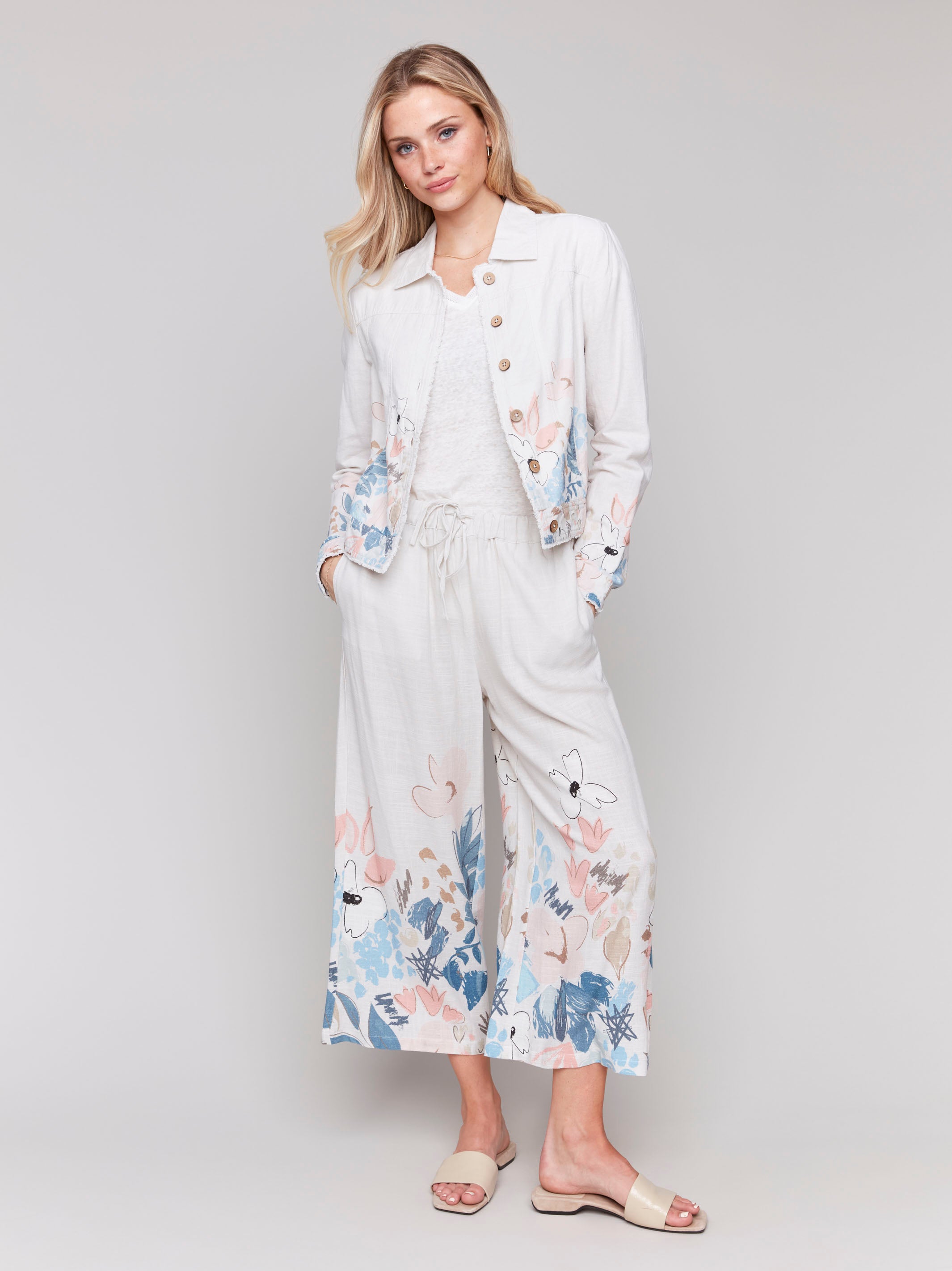 Printed Linen Blend Jacket - Supernova