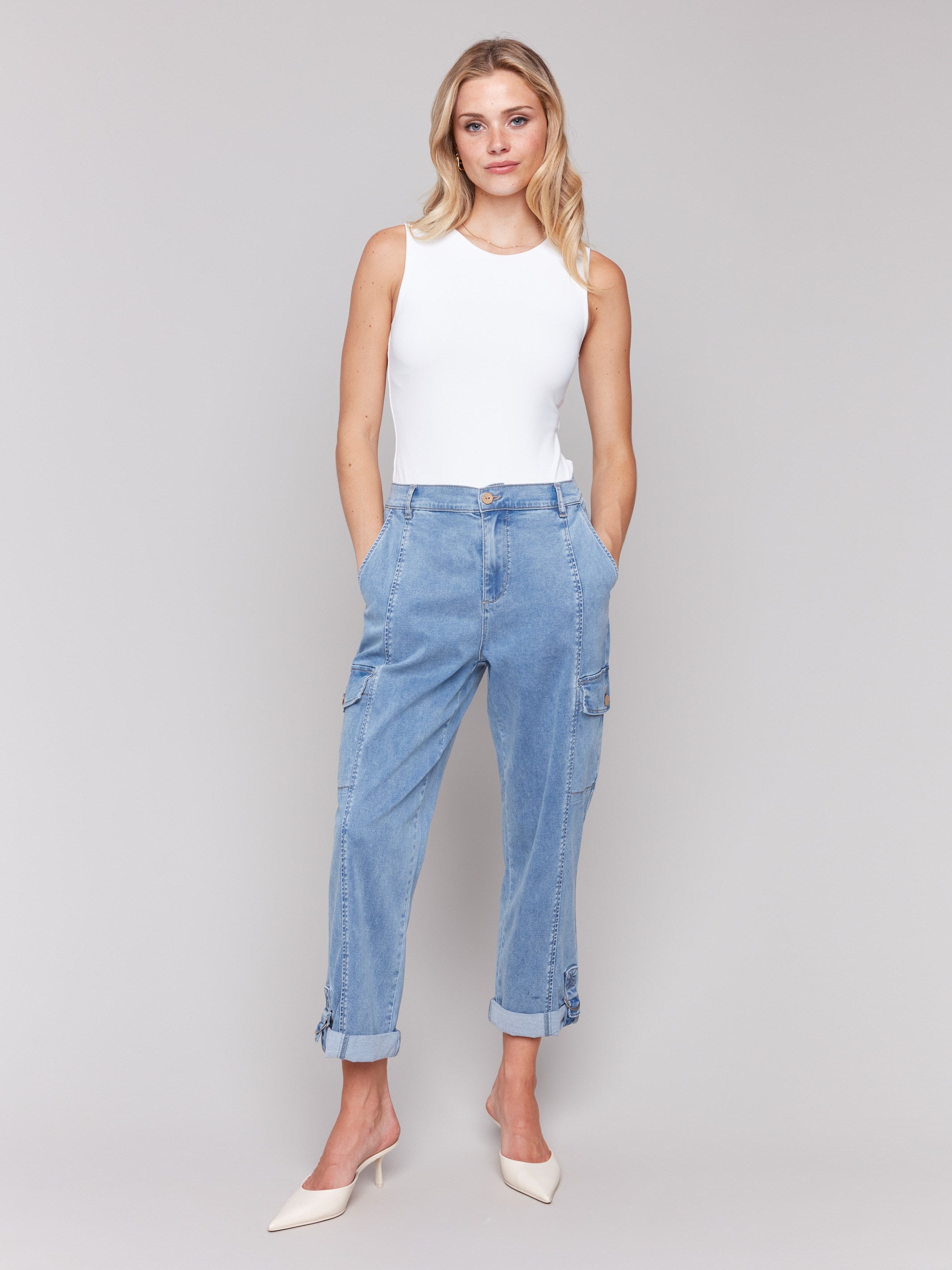 Stretch Tencel Cargo Pants - Chambray