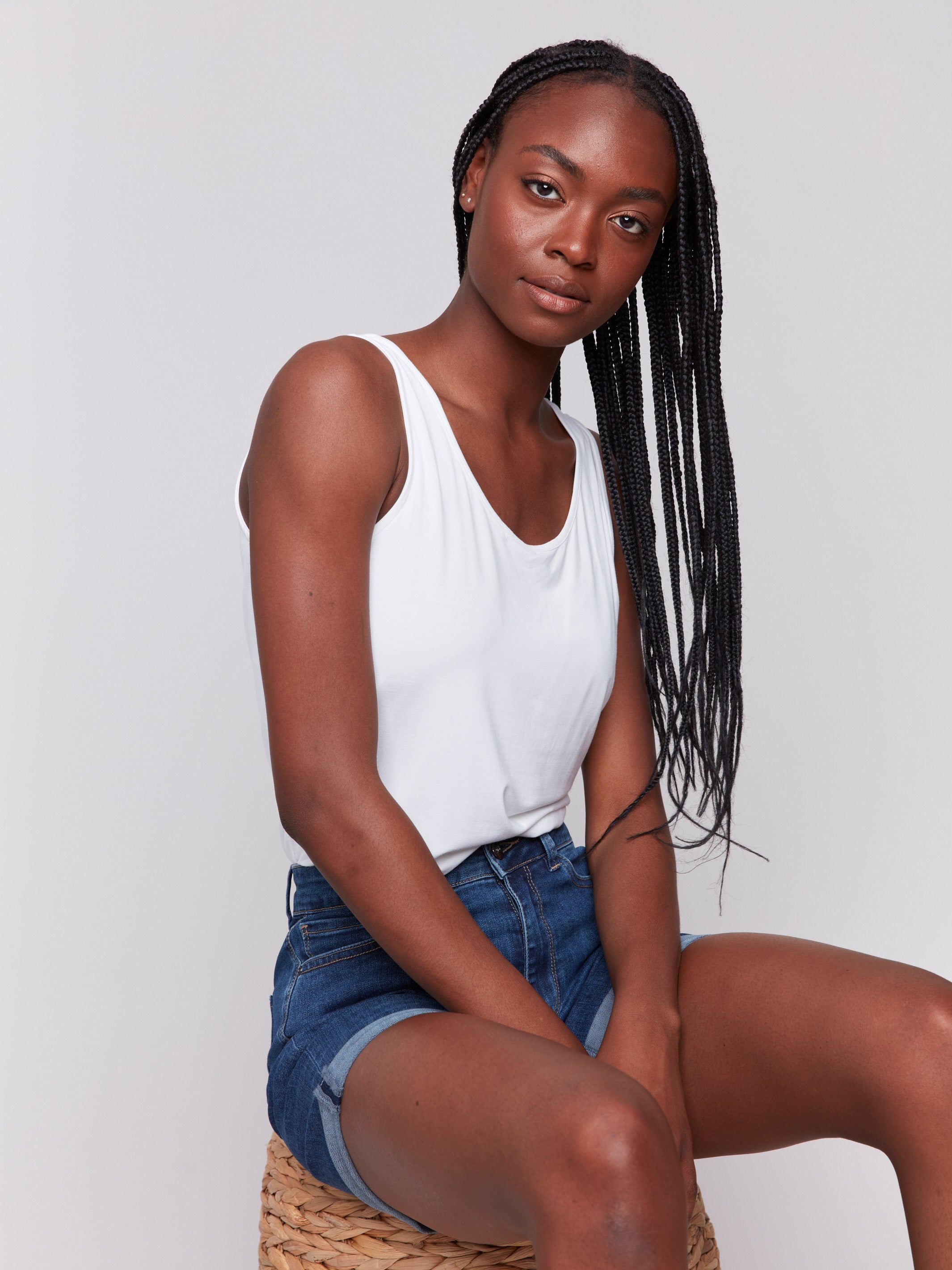 Rolled Cuff Denim Shorts - Indigo