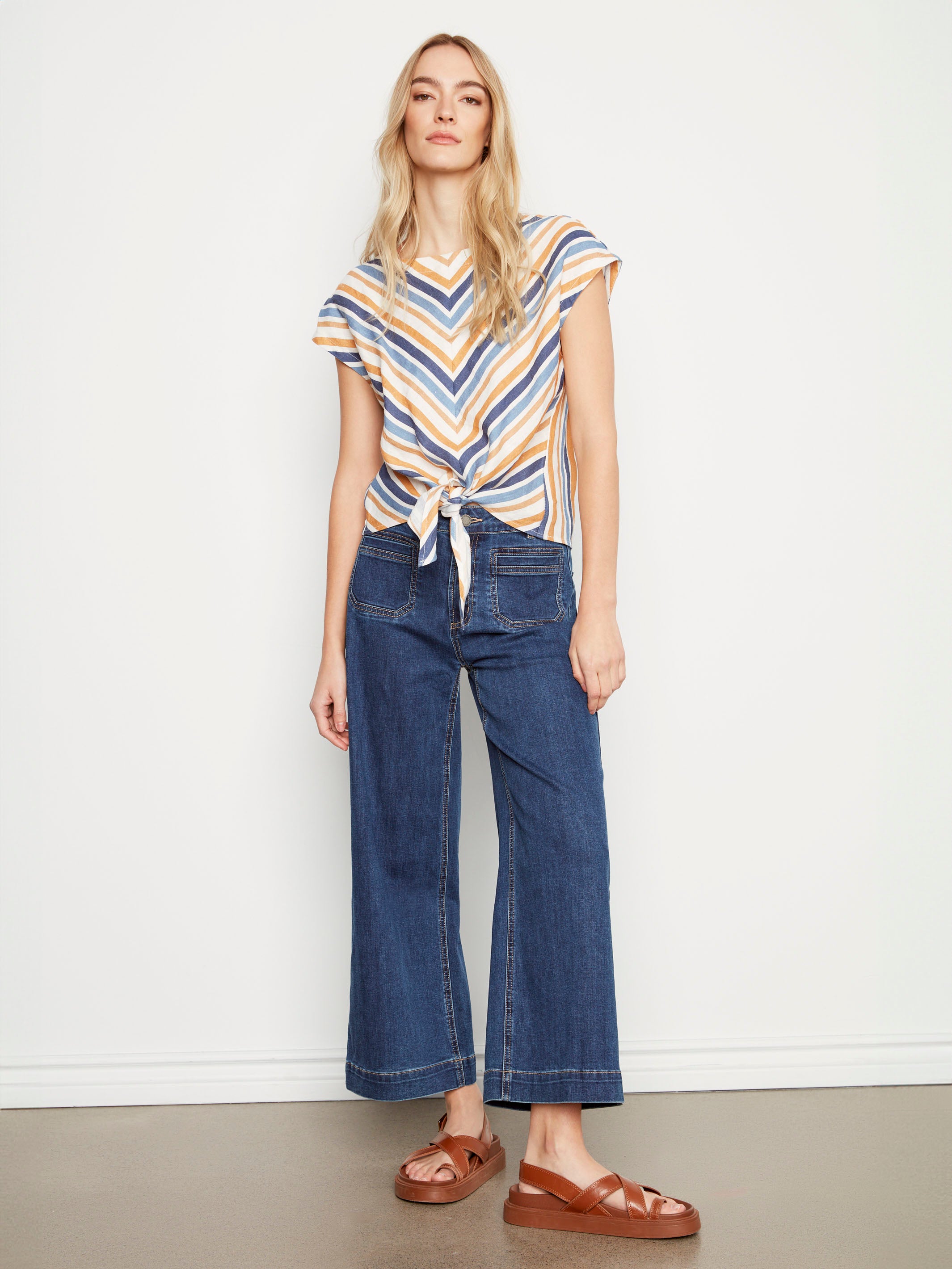 Patch Pocket Flare Jeans - Indigo