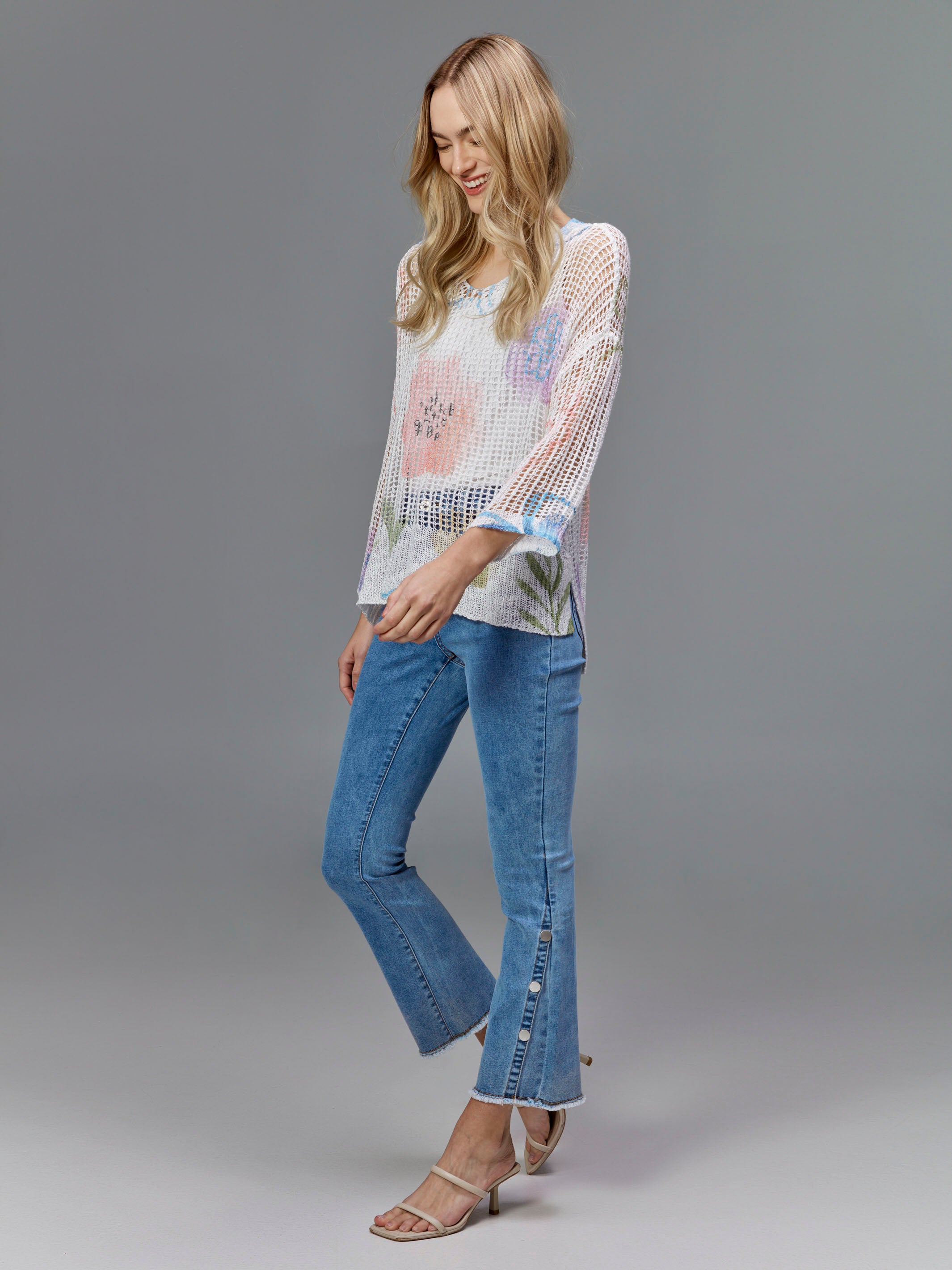 Bootcut Jeans with Side Snap Detail - Light Blue