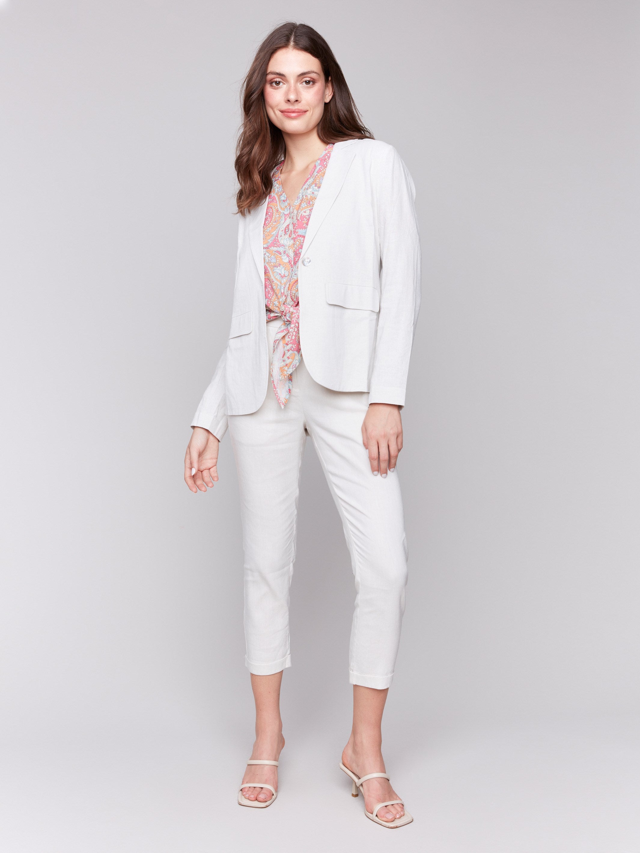 Linen Blend Blazer - Natural