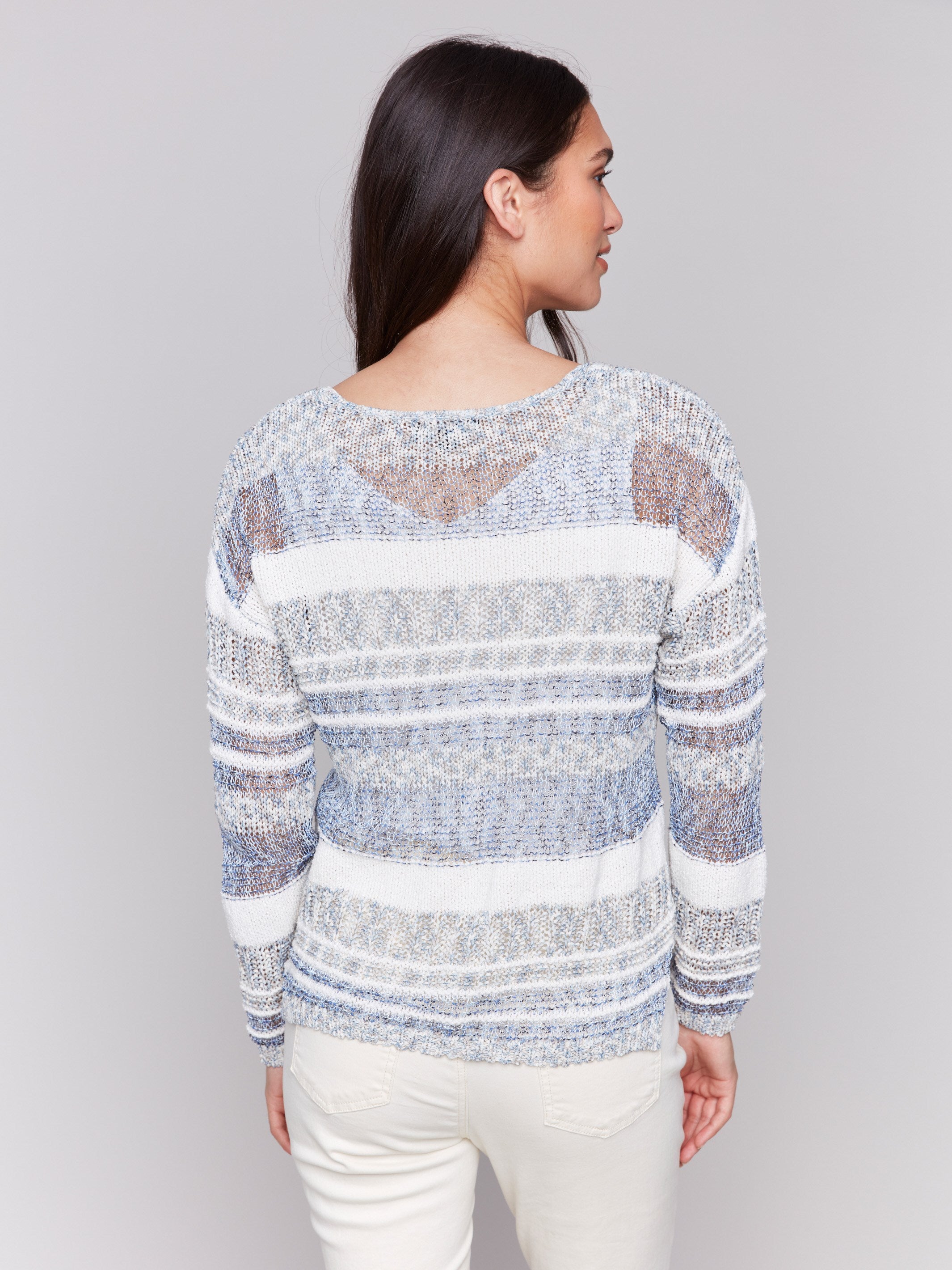 Multi-Yarn Striped Sweater - Denim