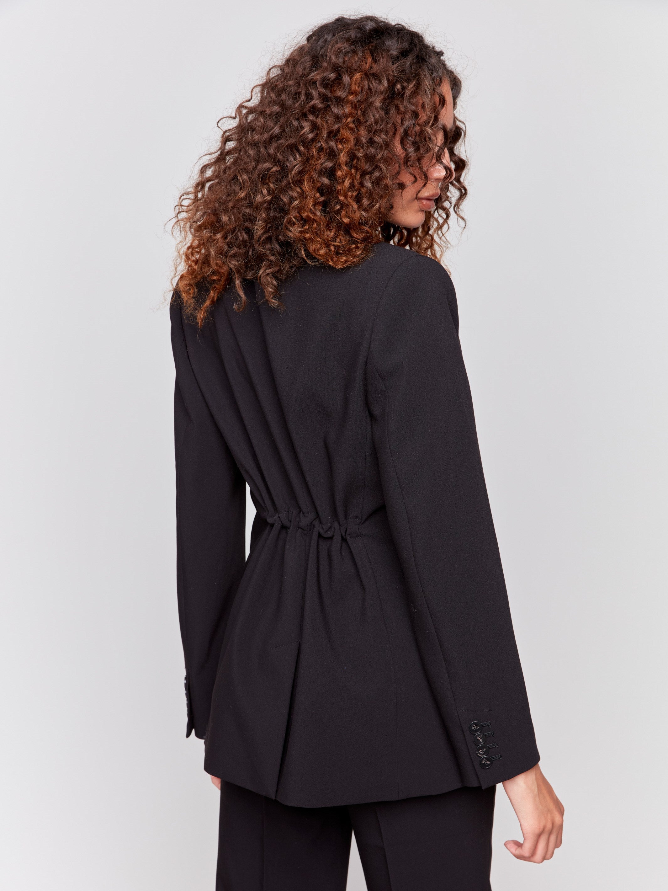 Blazer With Ruched Back - Black