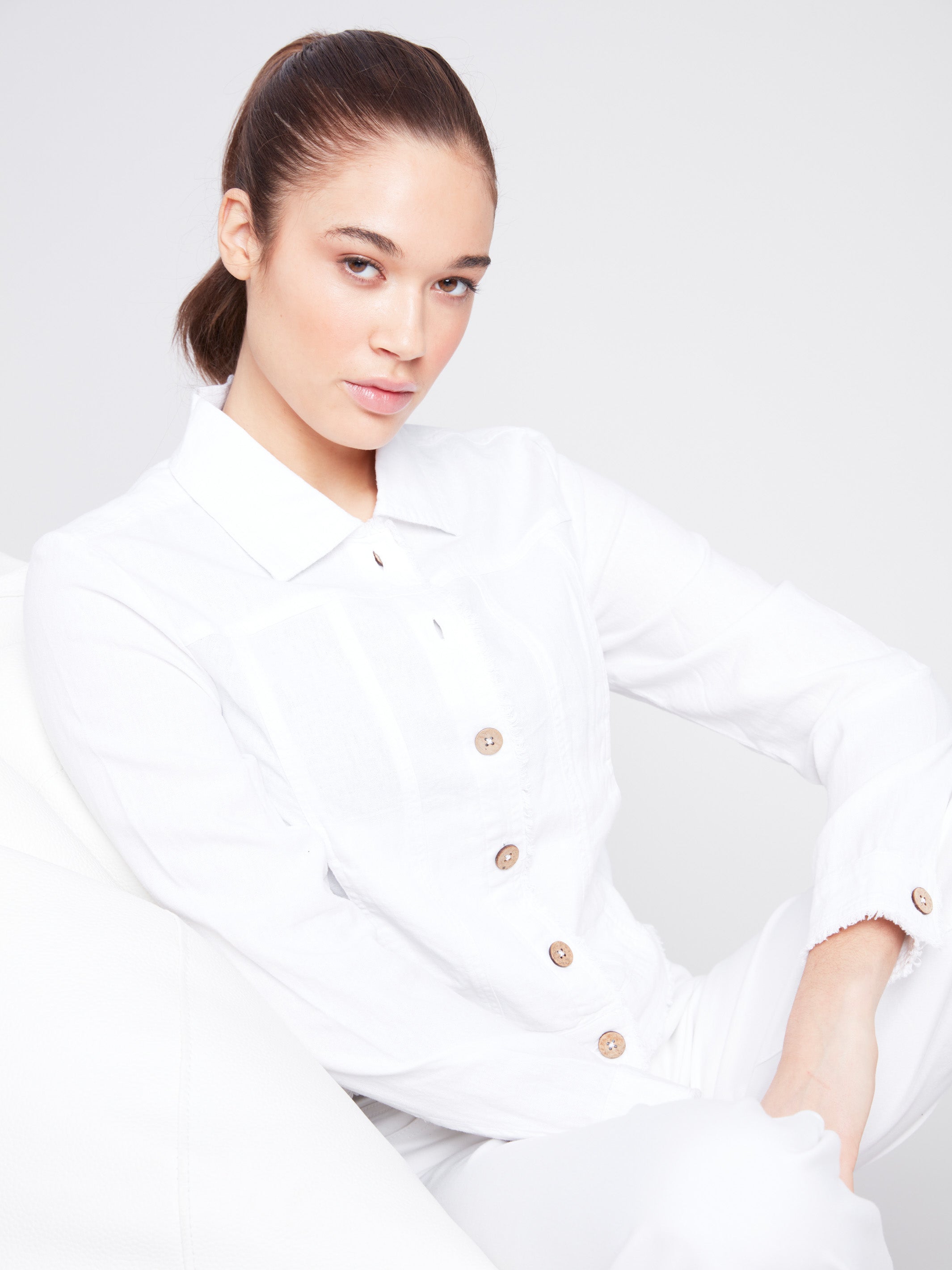 Linen Blend Jacket - White