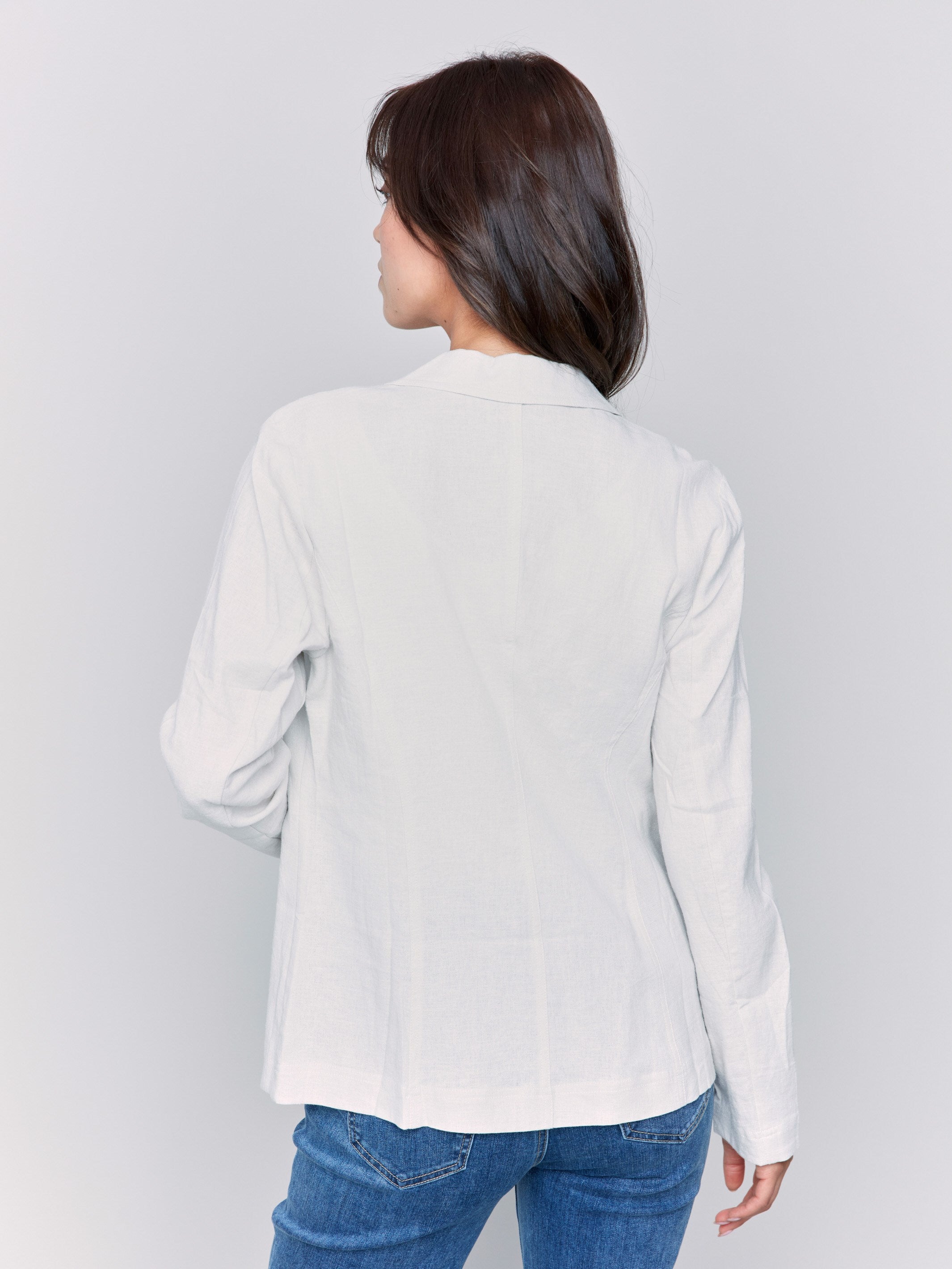 Linen Blend Blazer - Natural