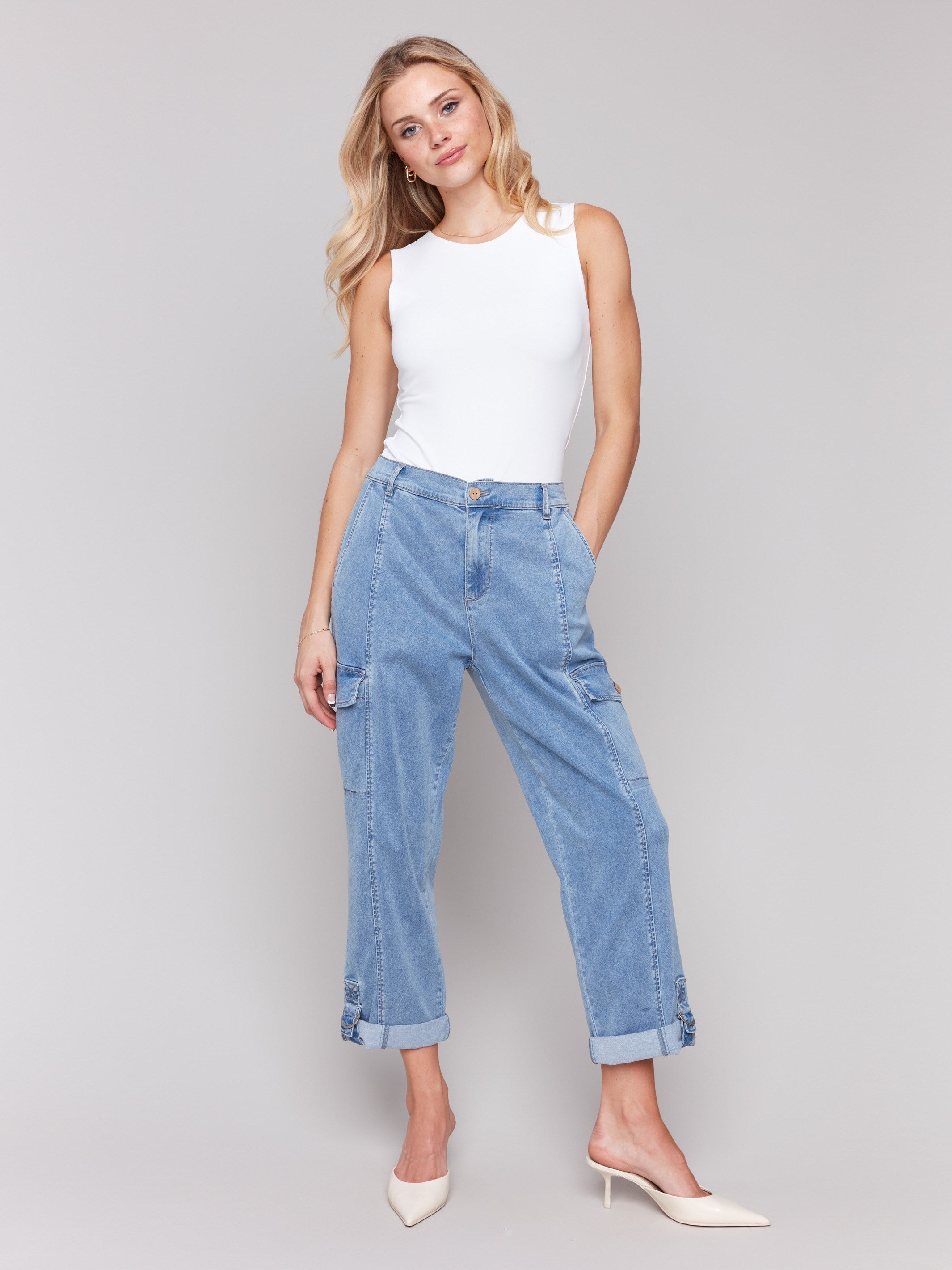 Stretch Tencel Cargo Pants - Chambray