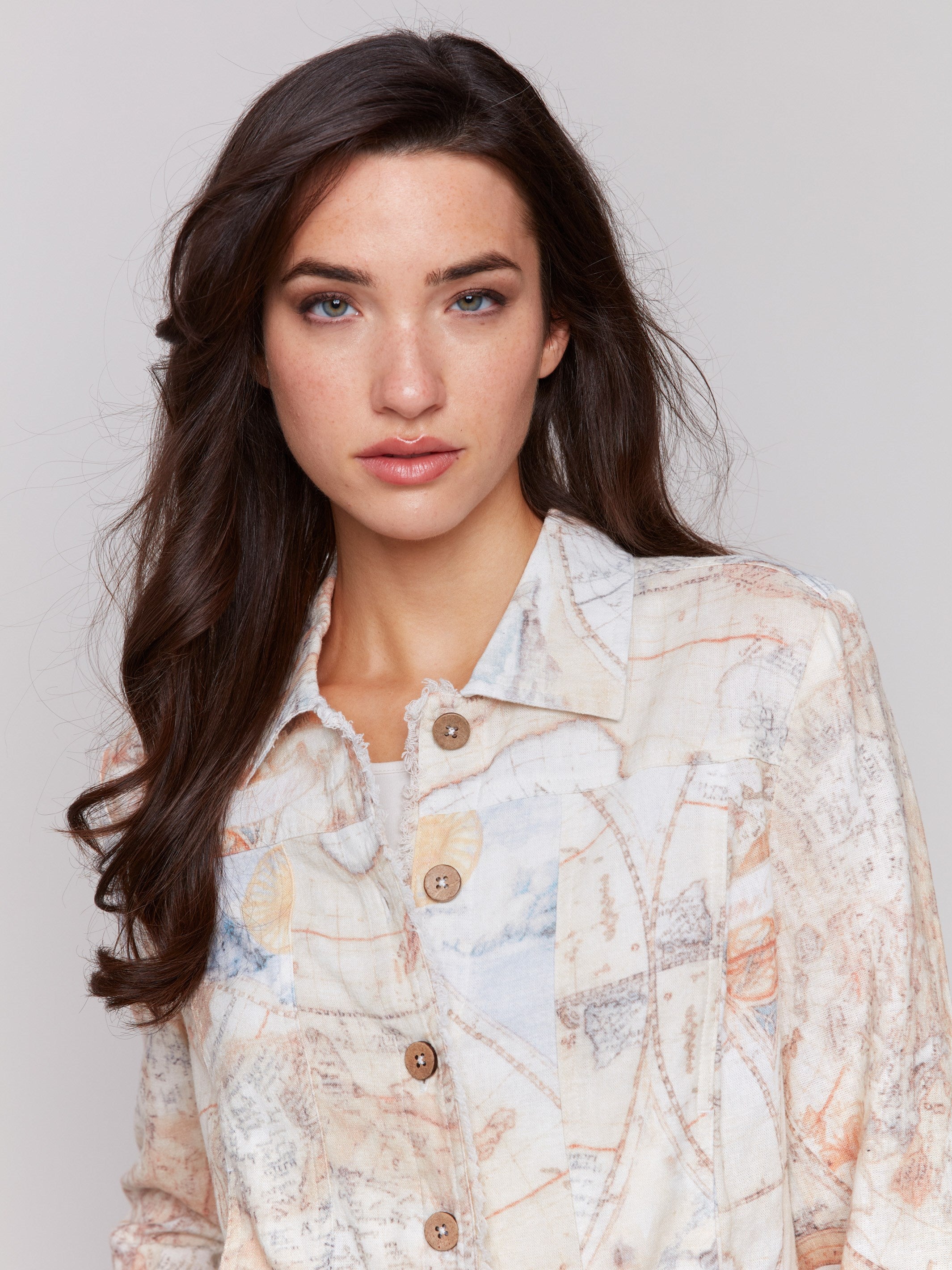 Printed Linen Blend Jacket - Atlas
