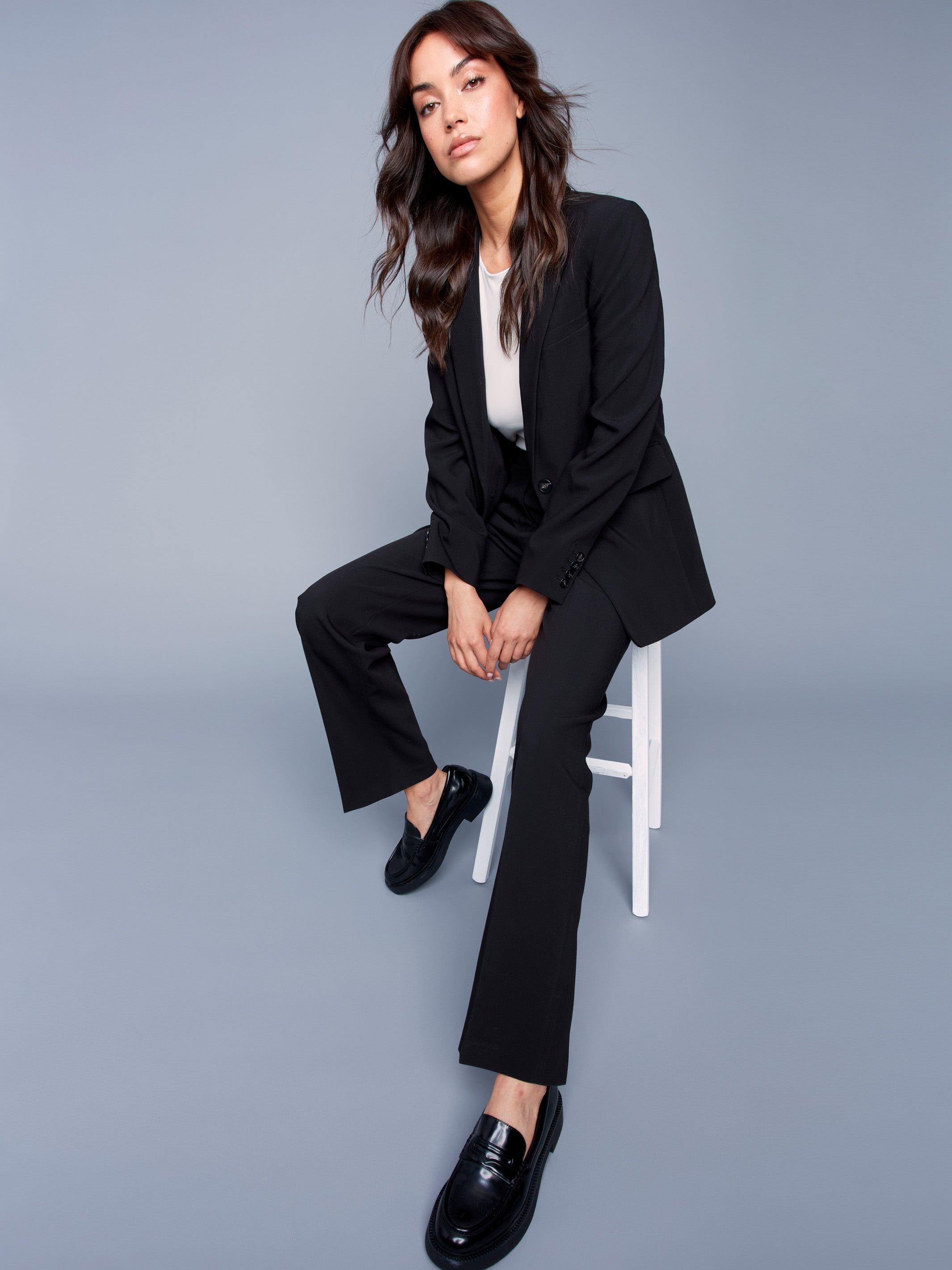 Blazer With Ruched Back - Black