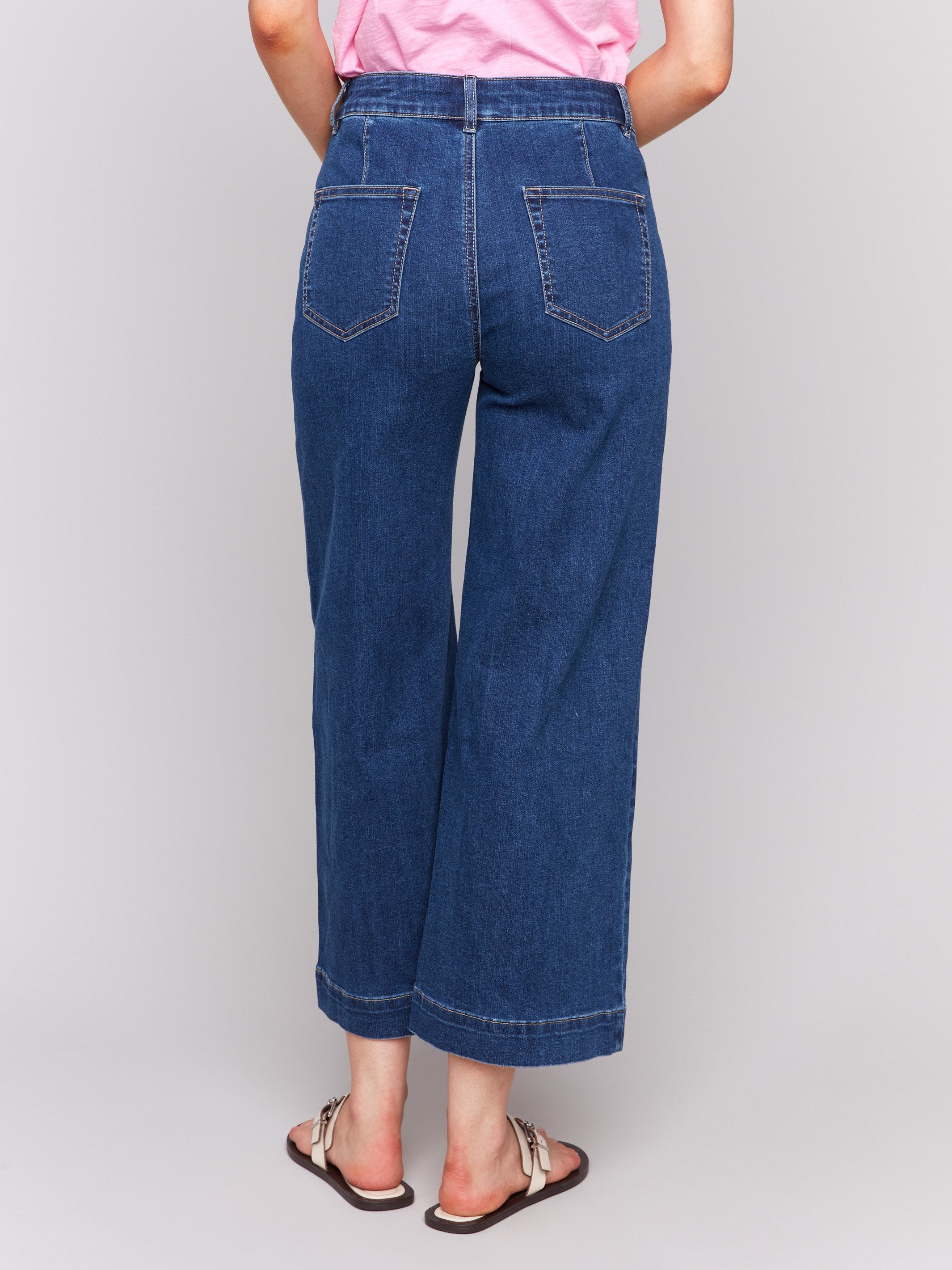 Patch Pocket Flare Jeans - Indigo