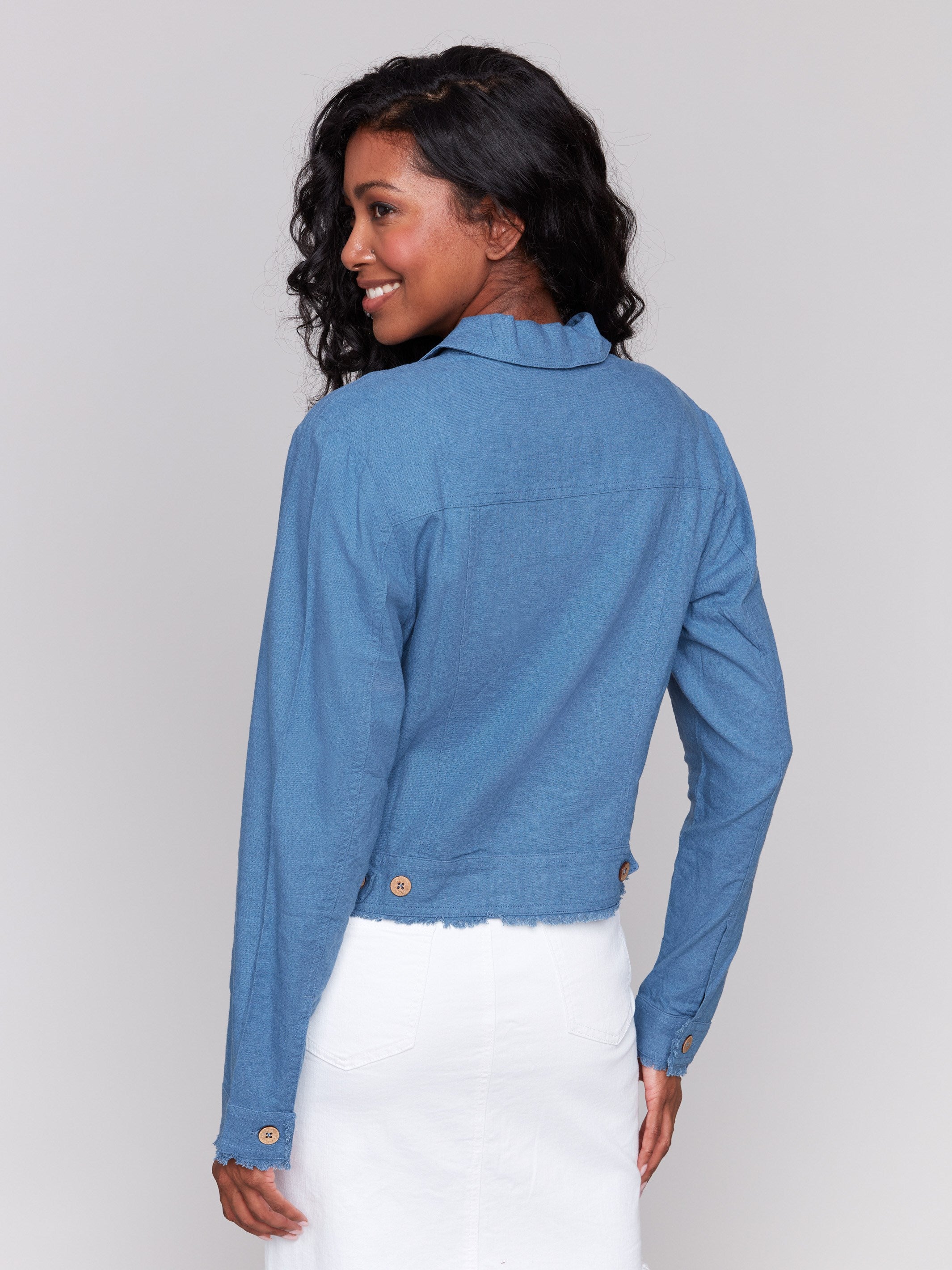 Linen Blend Jacket - Denim