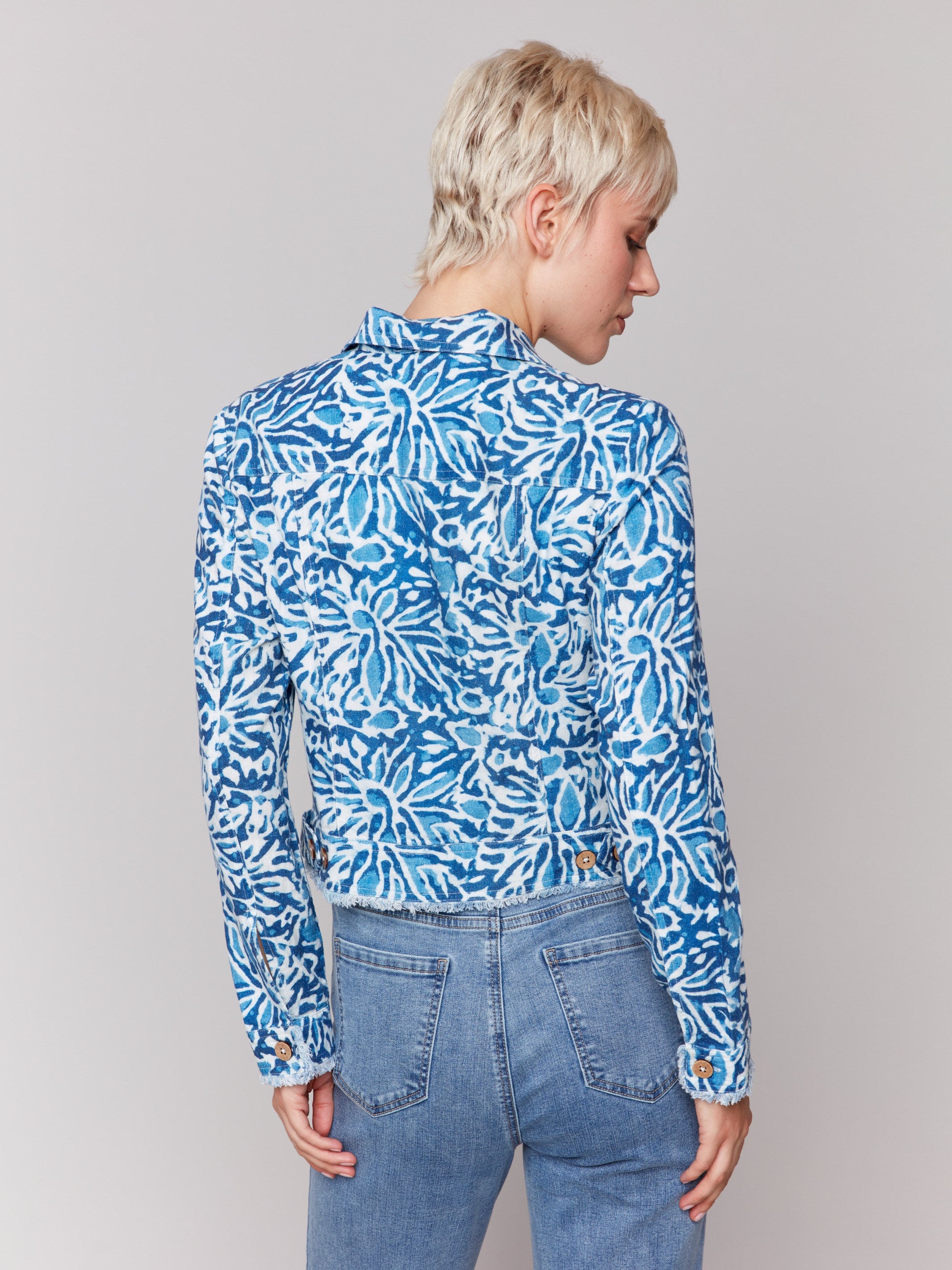 Printed Linen Blend Jacket - Reef