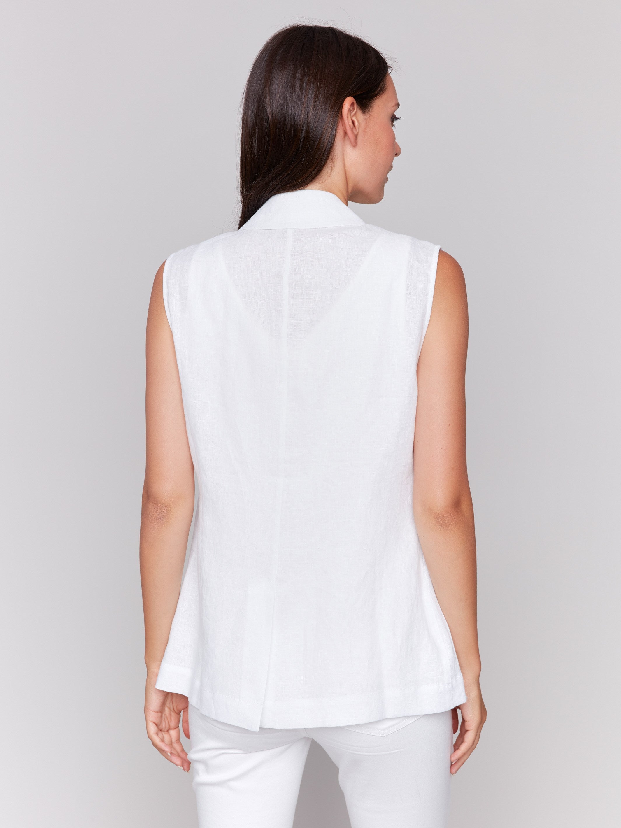 Linen Blend Vest - White
