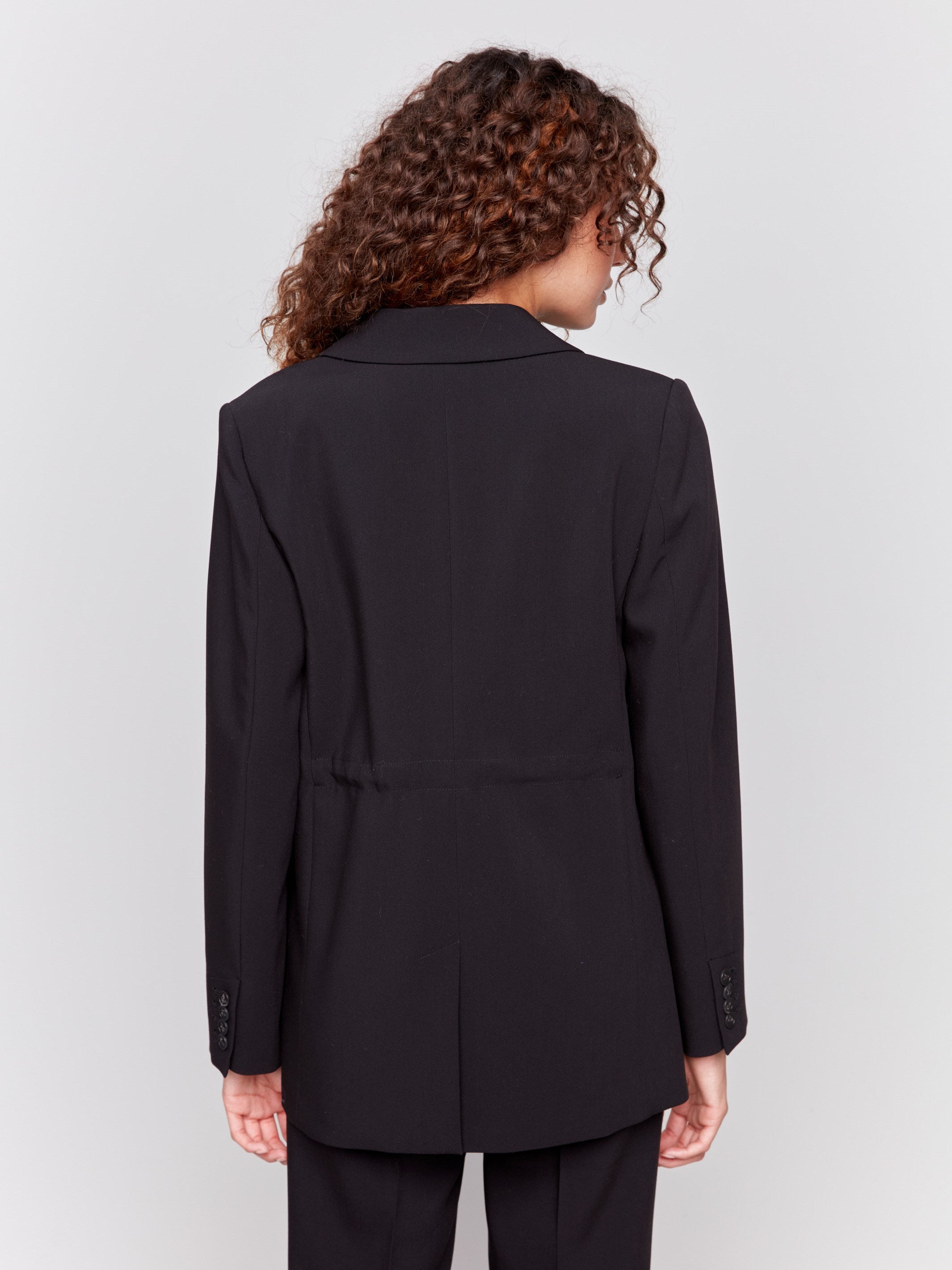Blazer With Ruched Back - Black