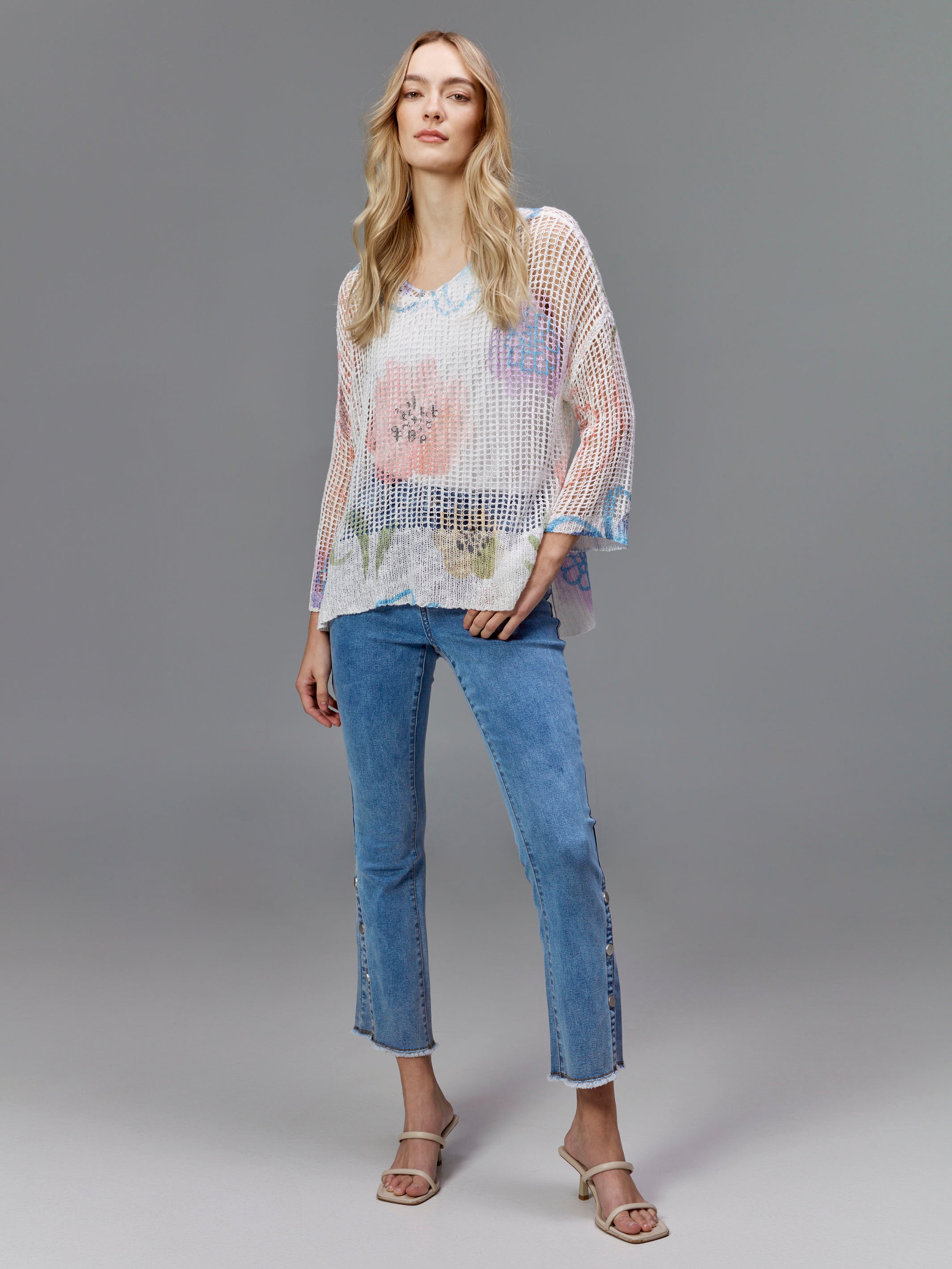 Bootcut Jeans with Side Snap Detail - Light Blue