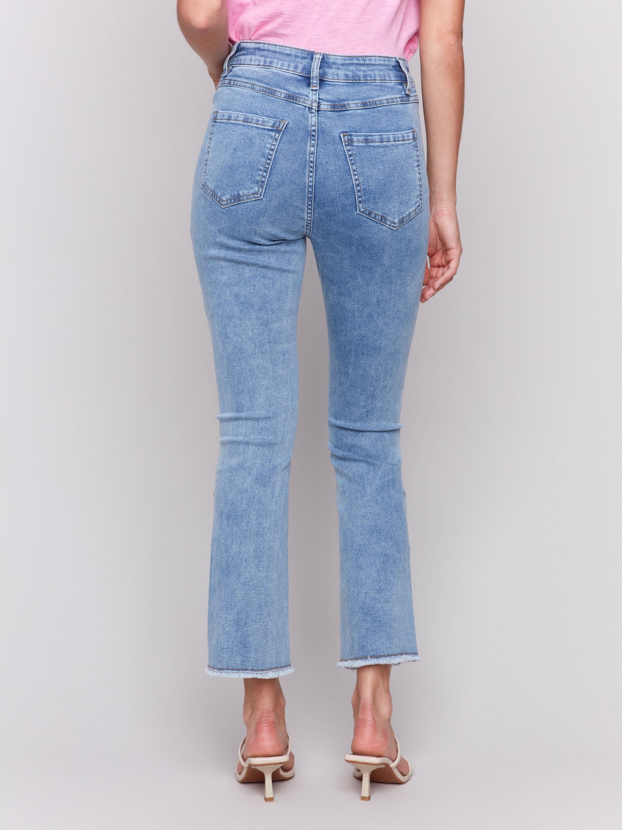 Bootcut Jeans with Side Snap Detail - Light Blue