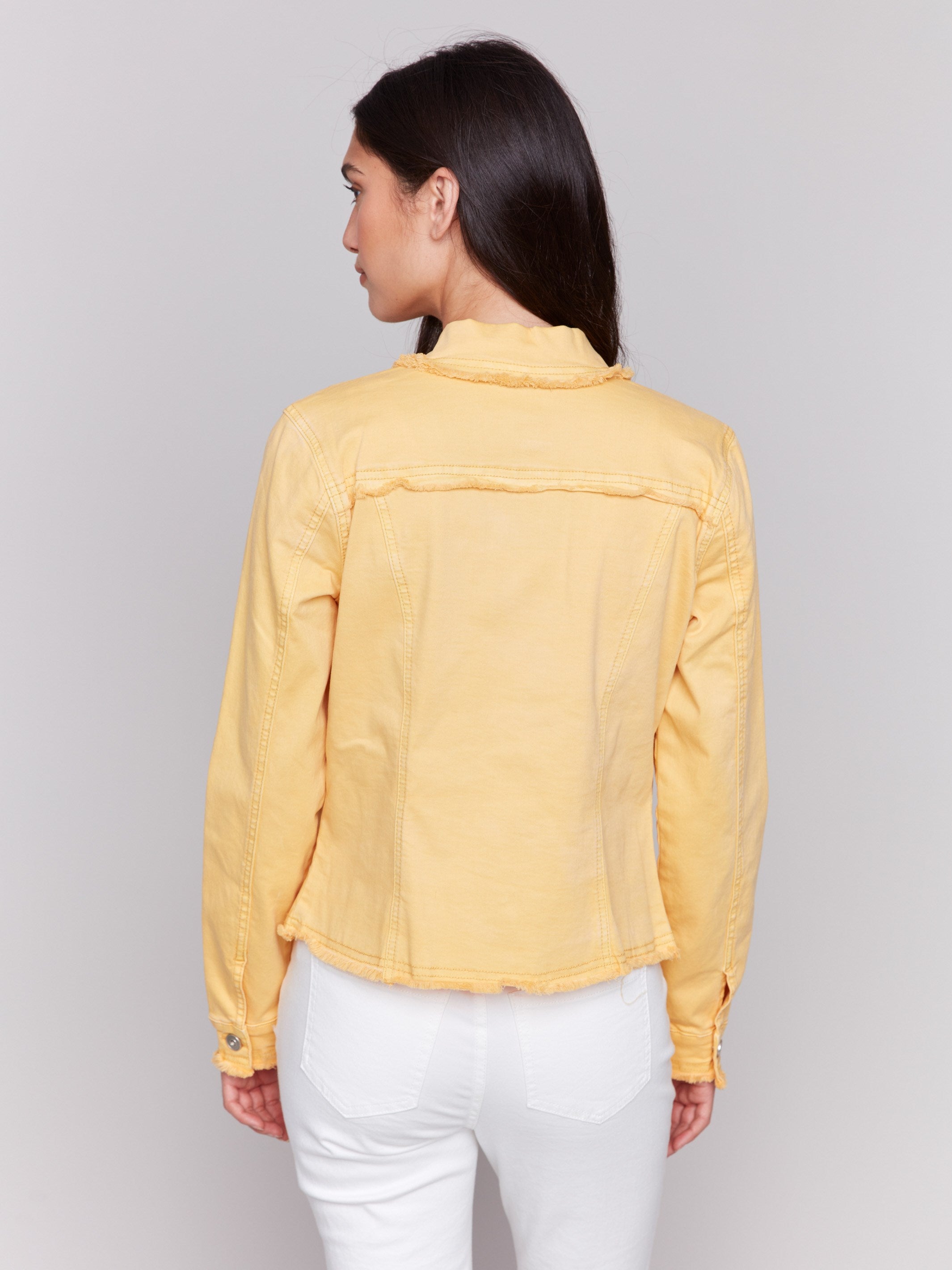 Twill Jean Jacket With Frayed Edges - Lemonade