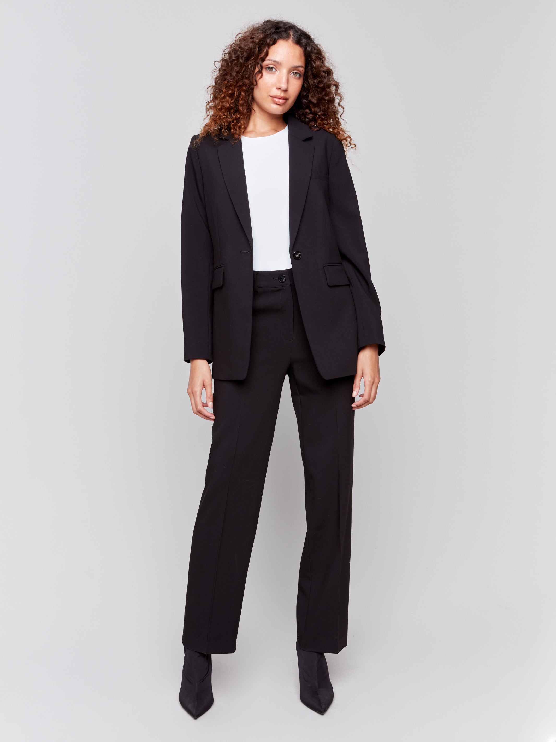 Blazer With Ruched Back - Black