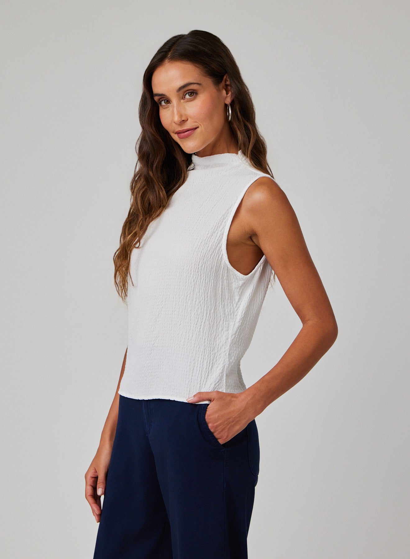 Mock Neck Top - White
