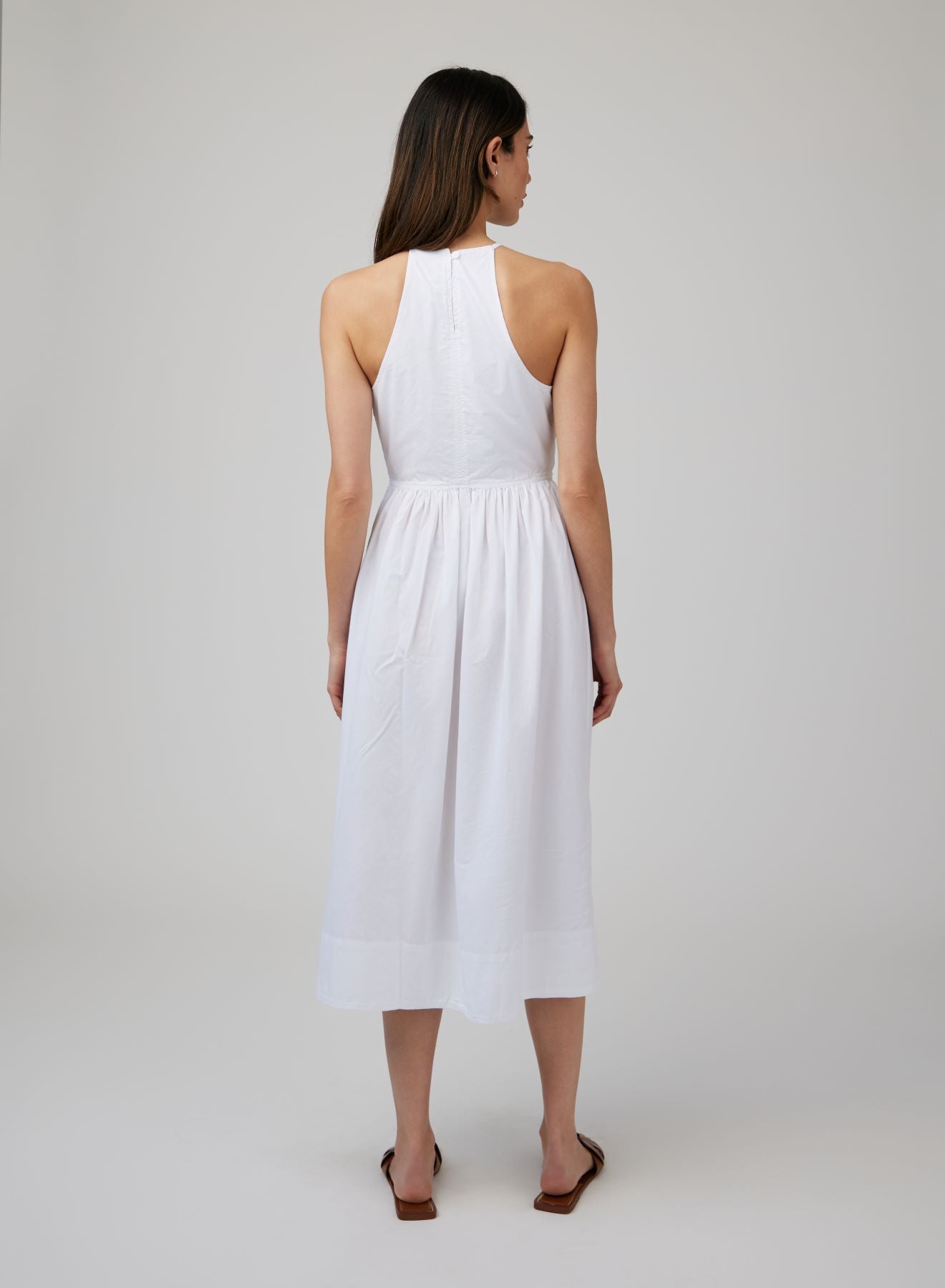 Fitted Midi Halter Dress - White