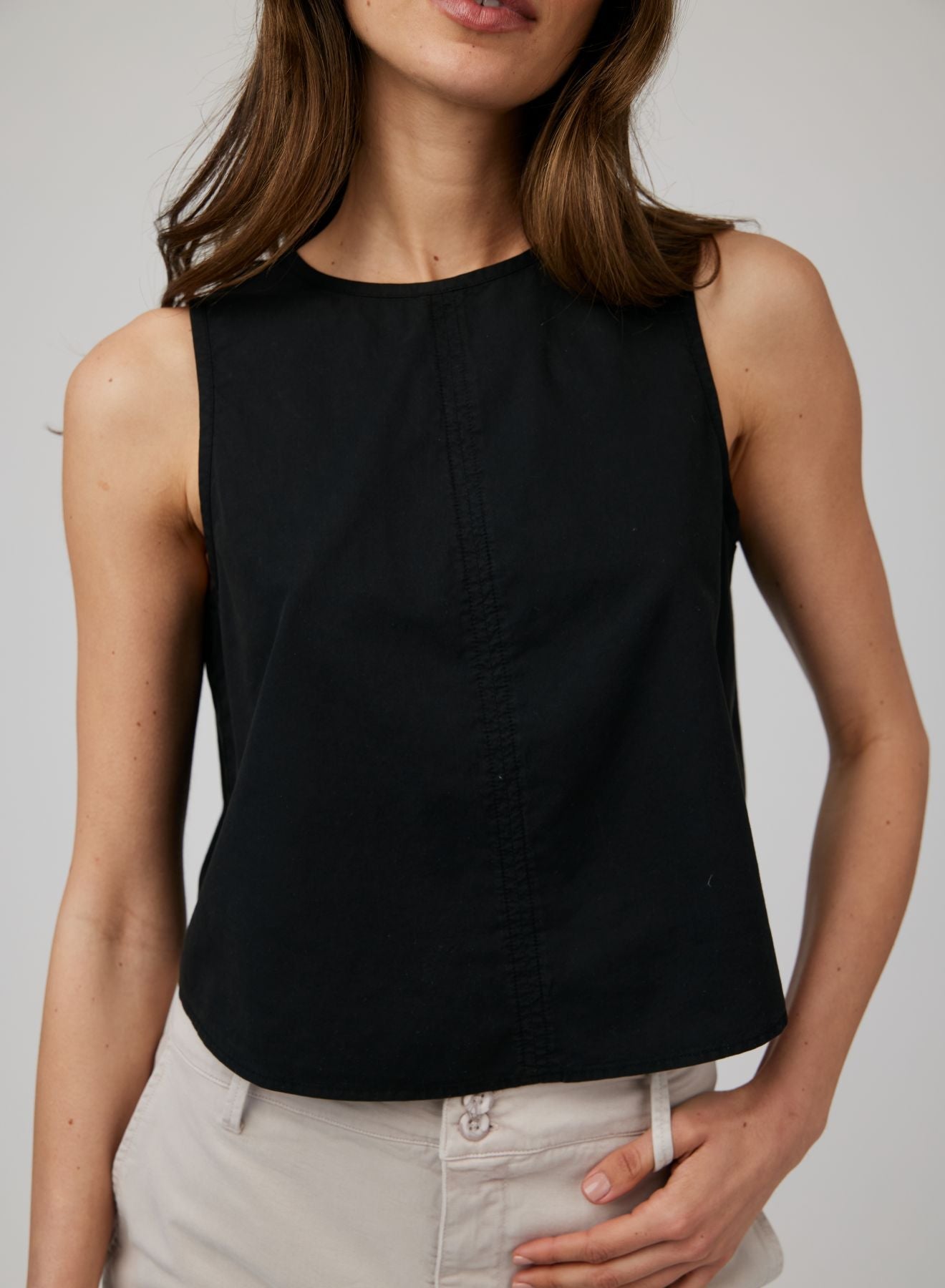 Sleeveless Button Back Top - Black