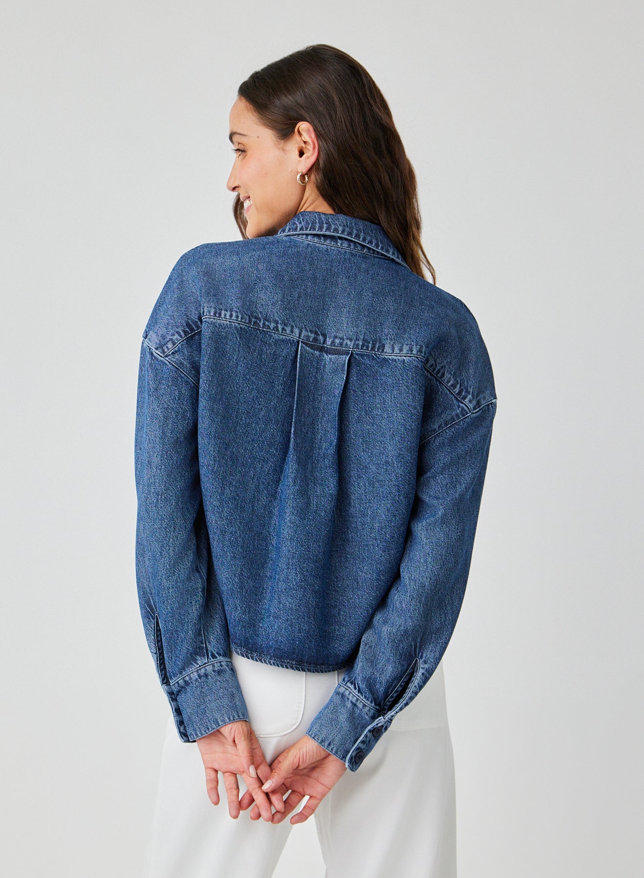 Oversized Cropped Shacket - Horizon Wash