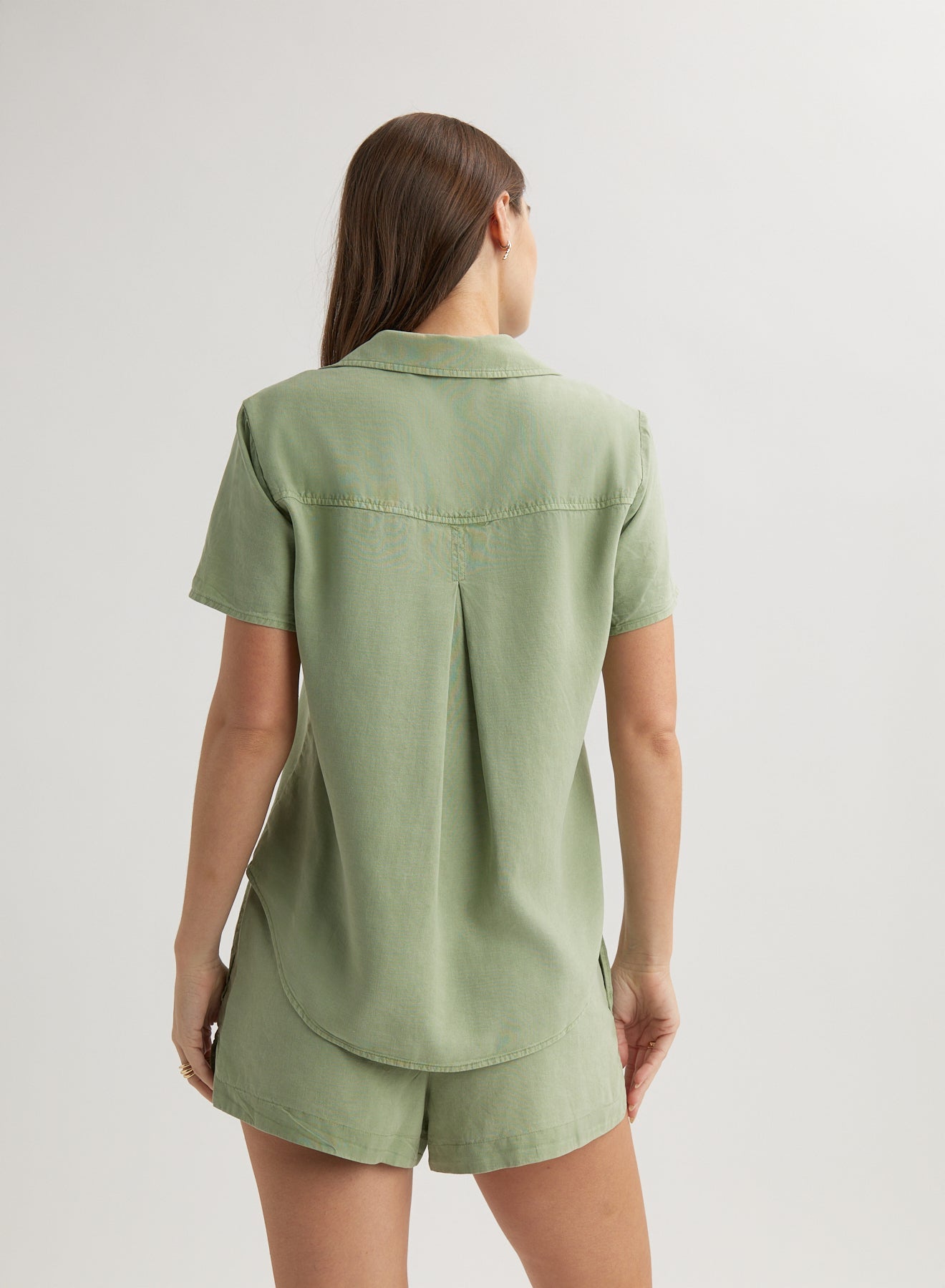 Short Sleeve Pocket Button Down - Olive Grove