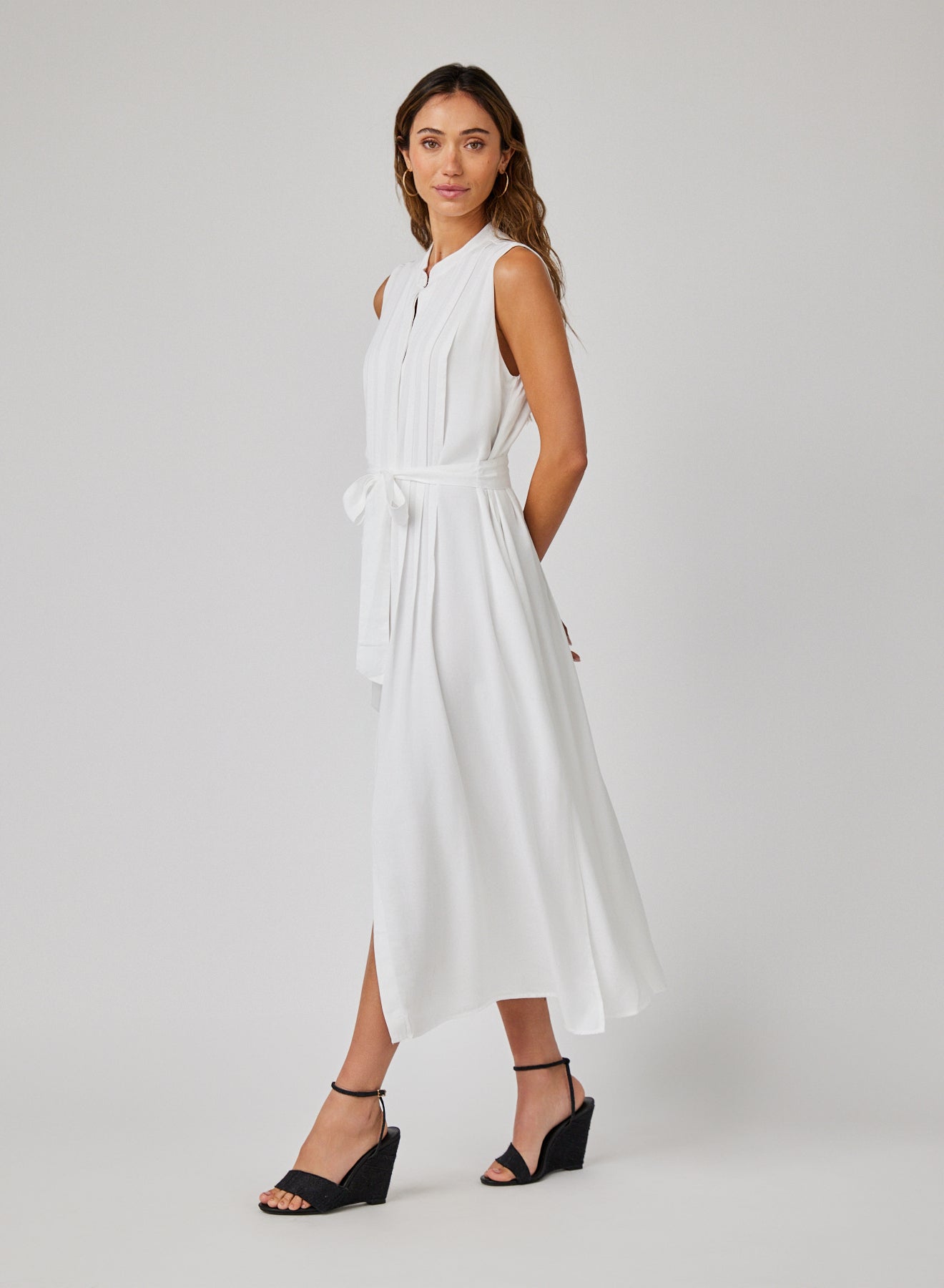 Pintuck Maxi Dress - White