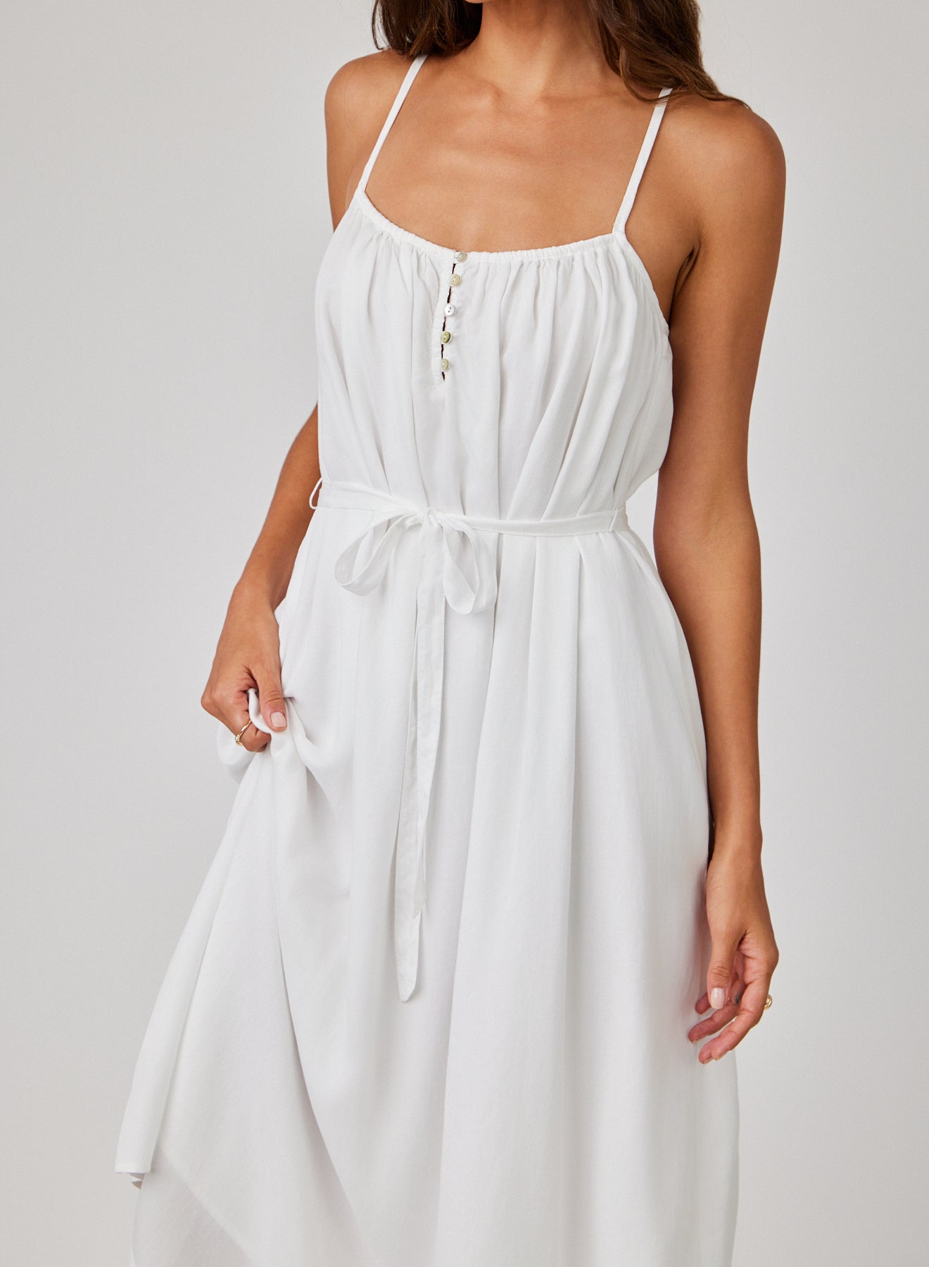 Flowy Cami Maxi Dress - White