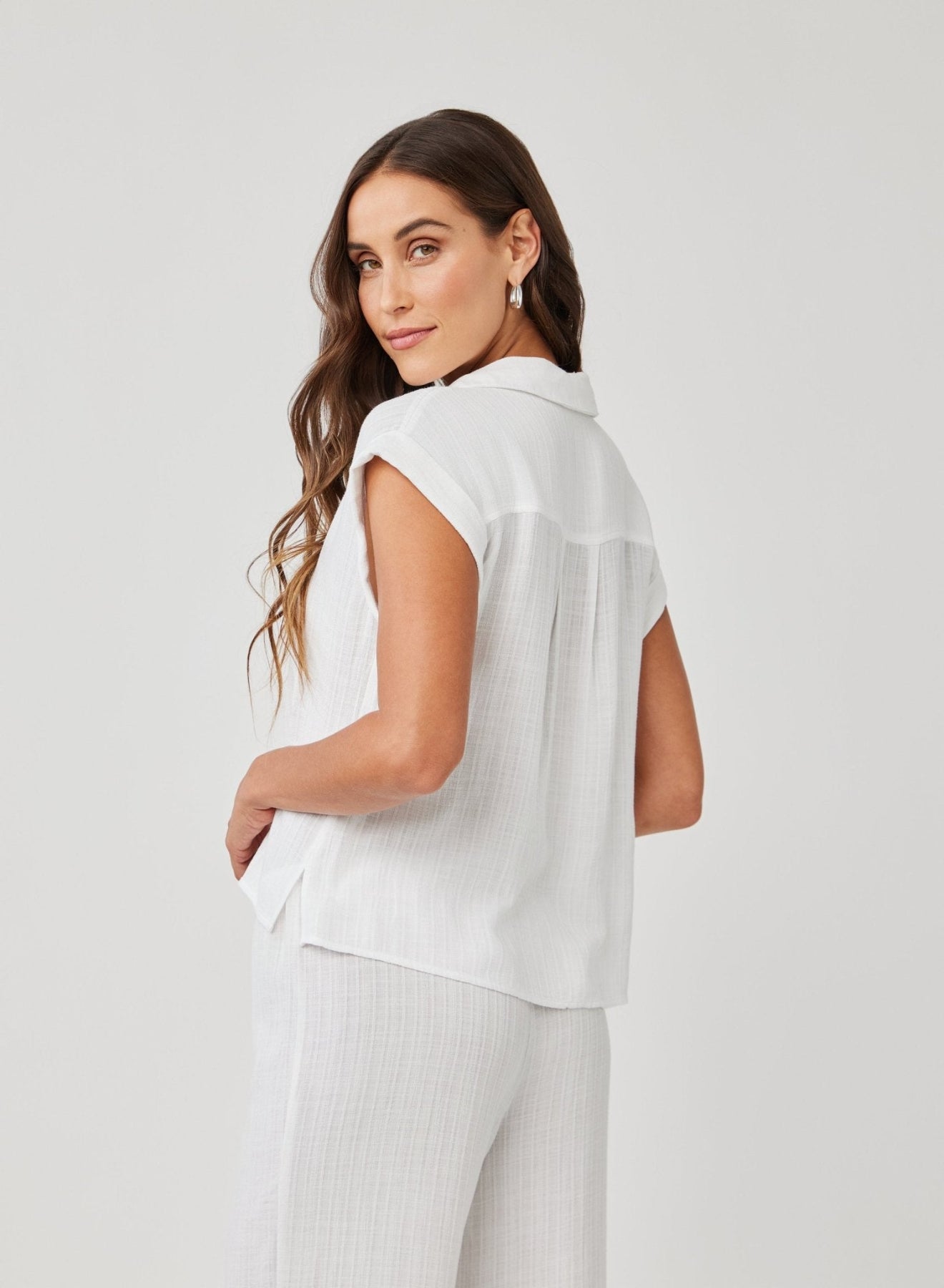 Cap Sleeve Pullover - White