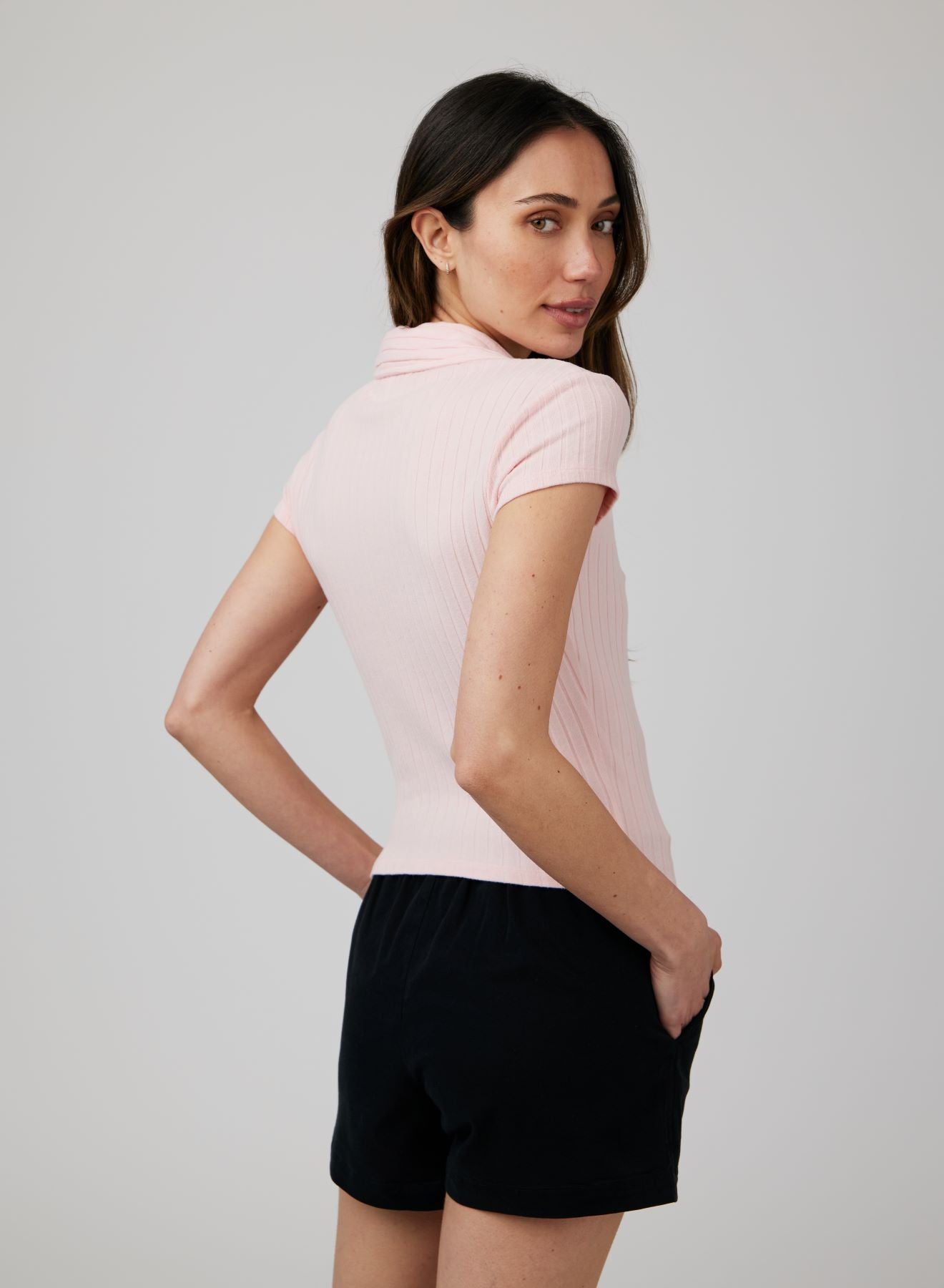 Collared Crop Top - Pismo Pink