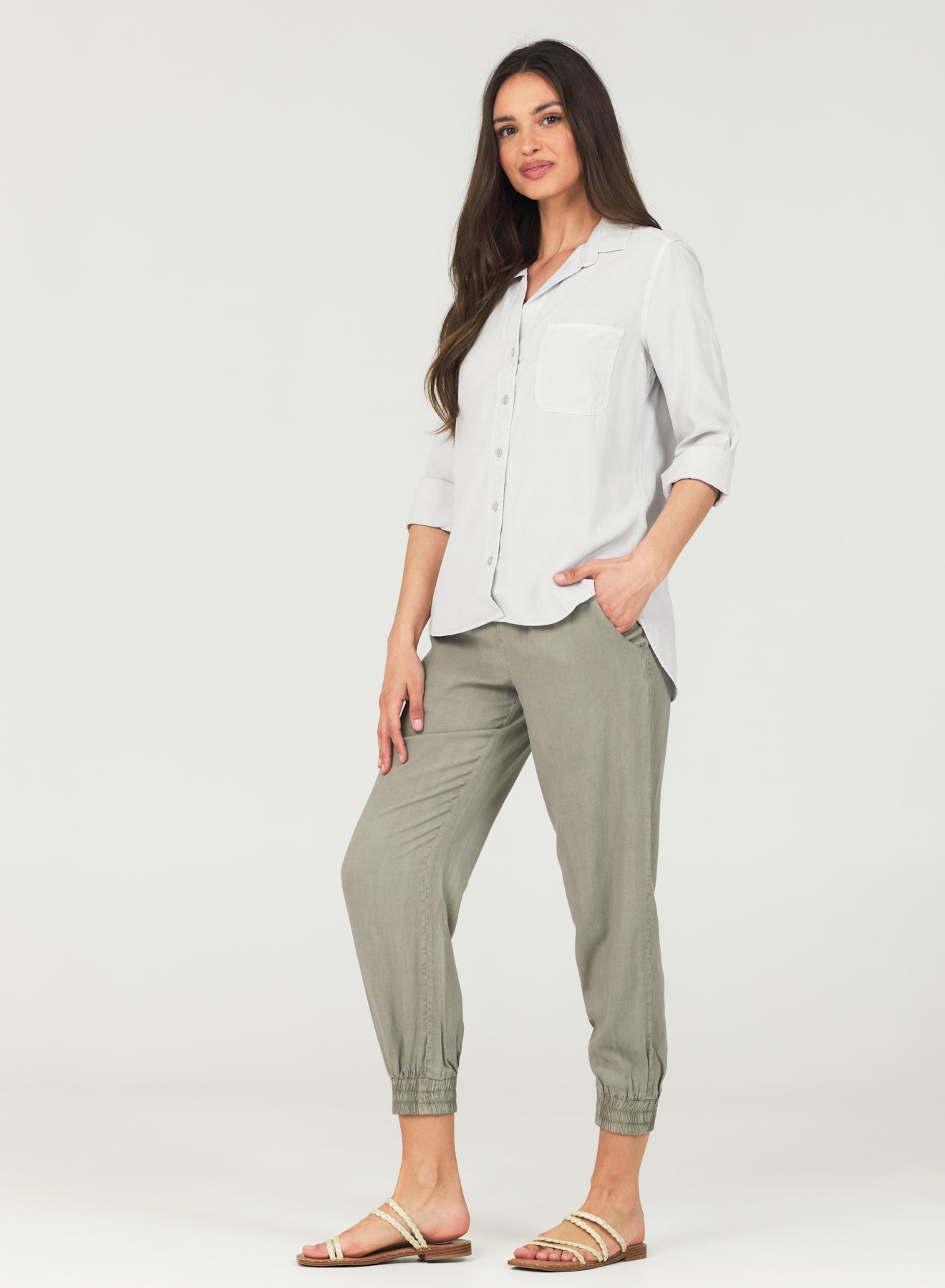 Shirt Tail Button Down - Foggy Sky