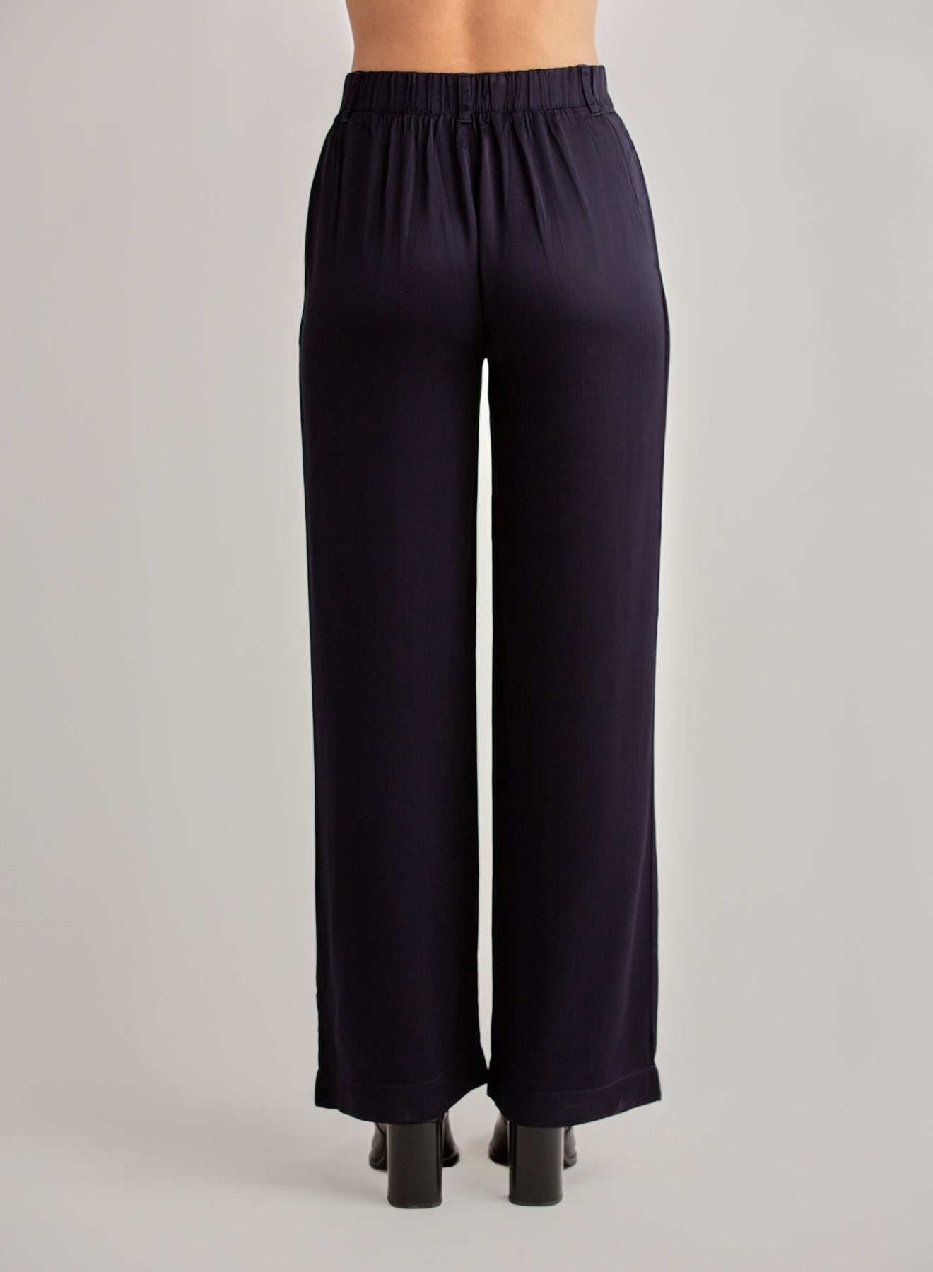 Pleated Wide Leg Trouser - Navy Eclipse