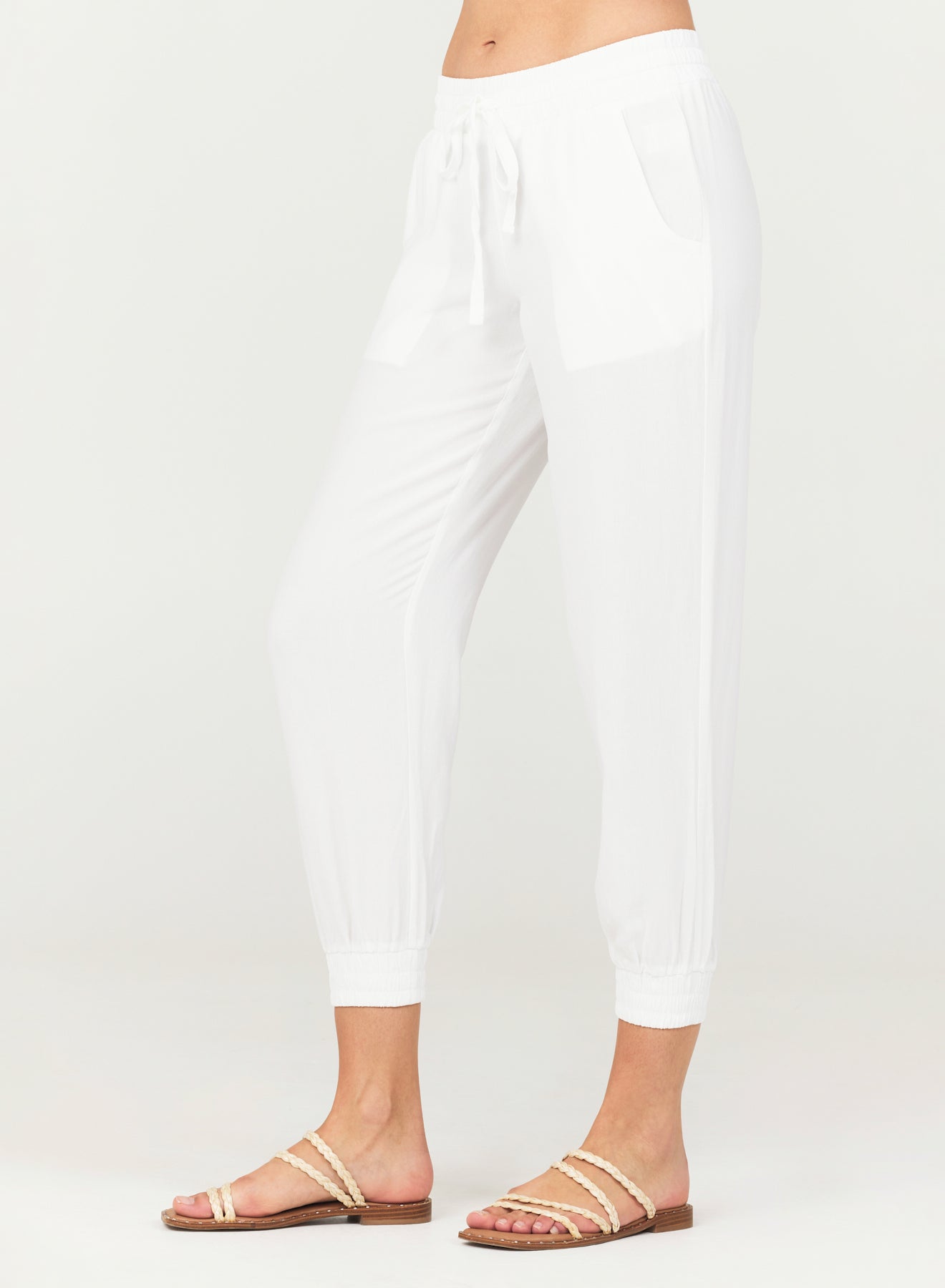 Easy Drawstring Jogger - White