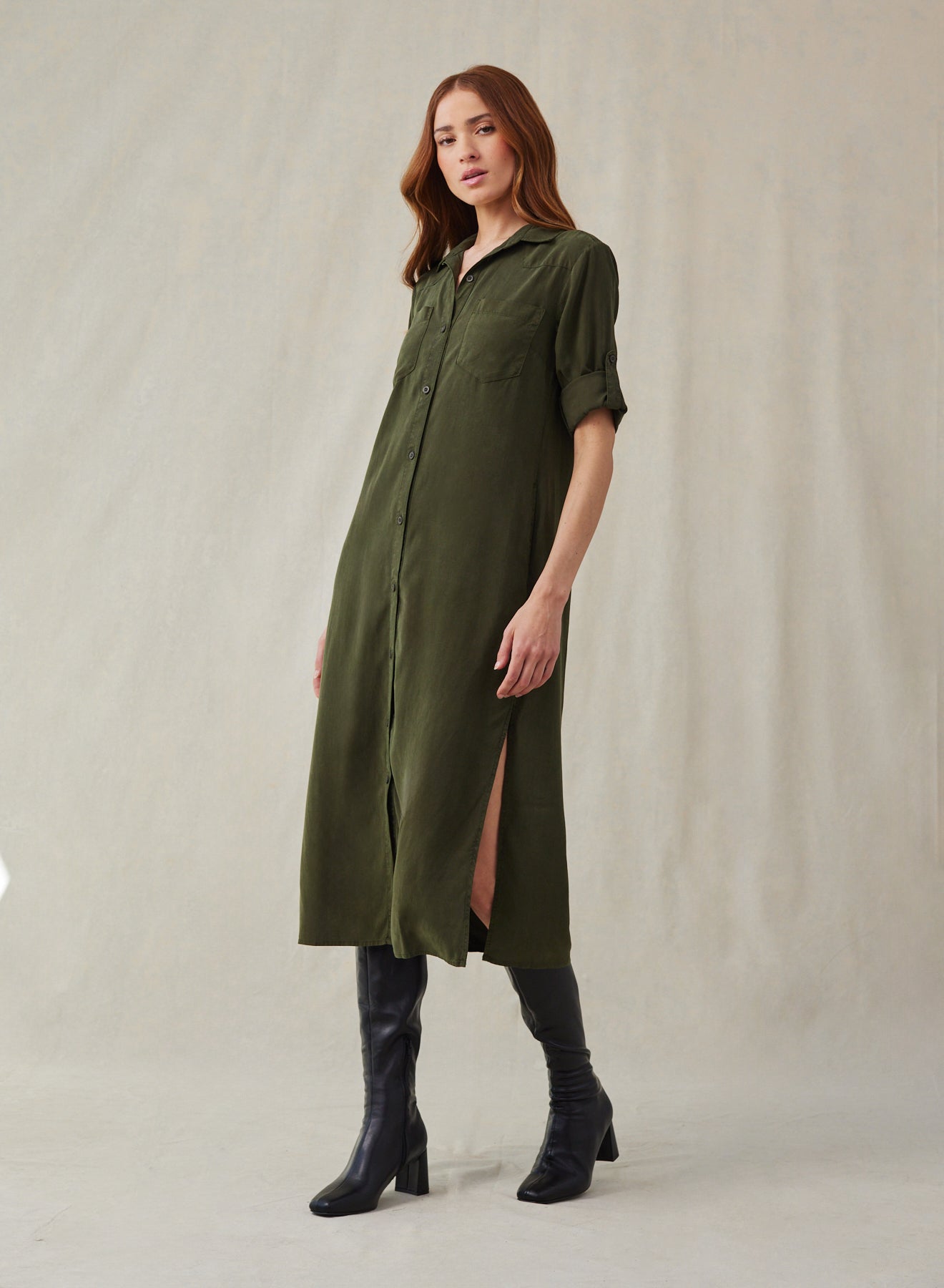Western Yoke Duster Dress - Italian Herb