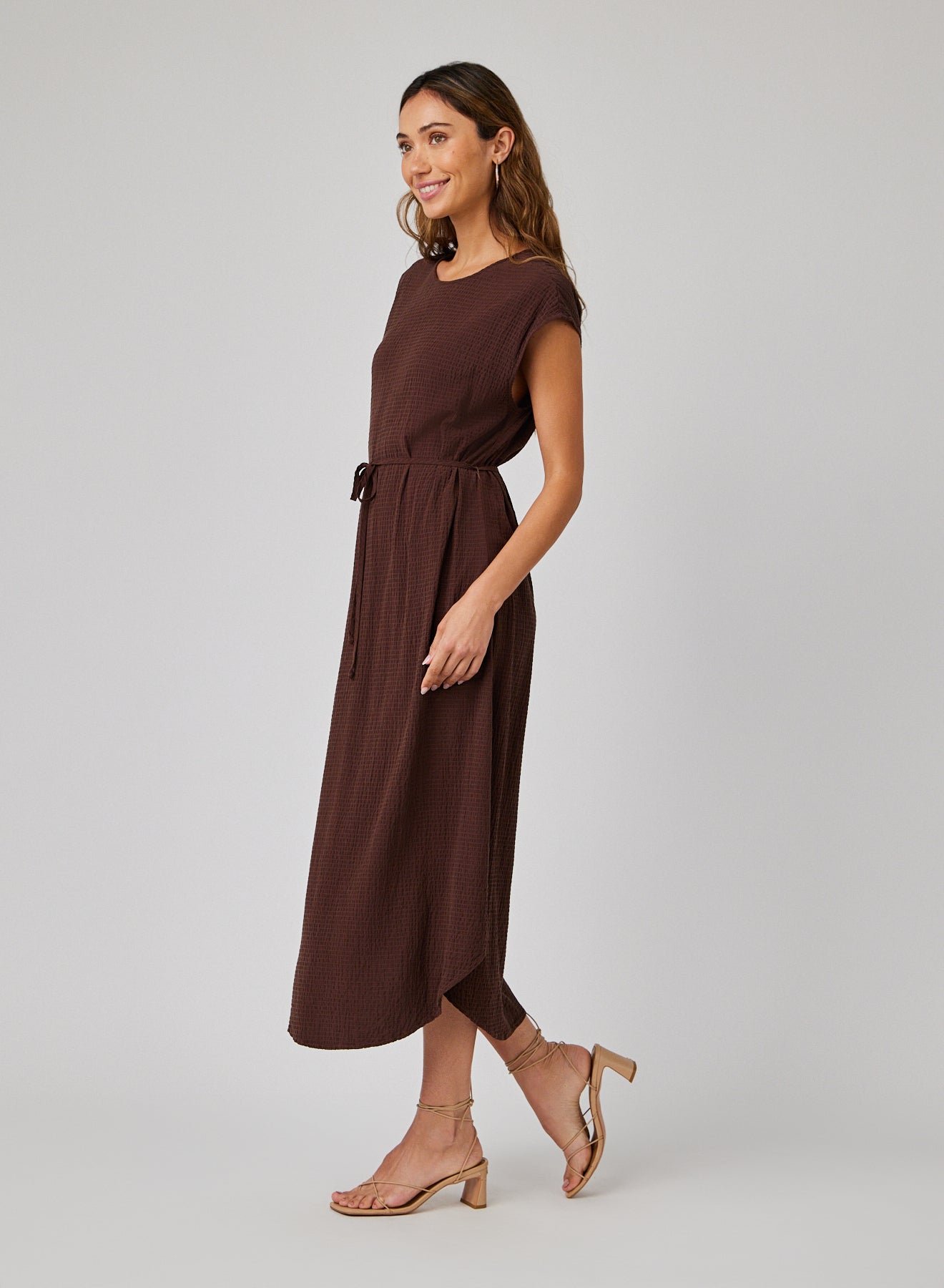 Cap Sleeve Midi Dress - Chicory Brown