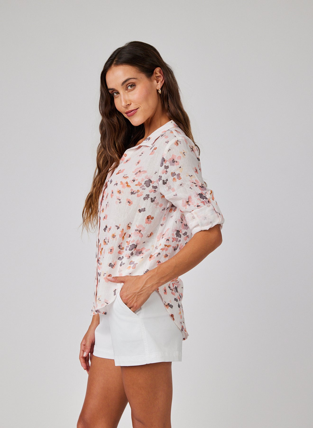 Capri Button Down - Hana Floral Print