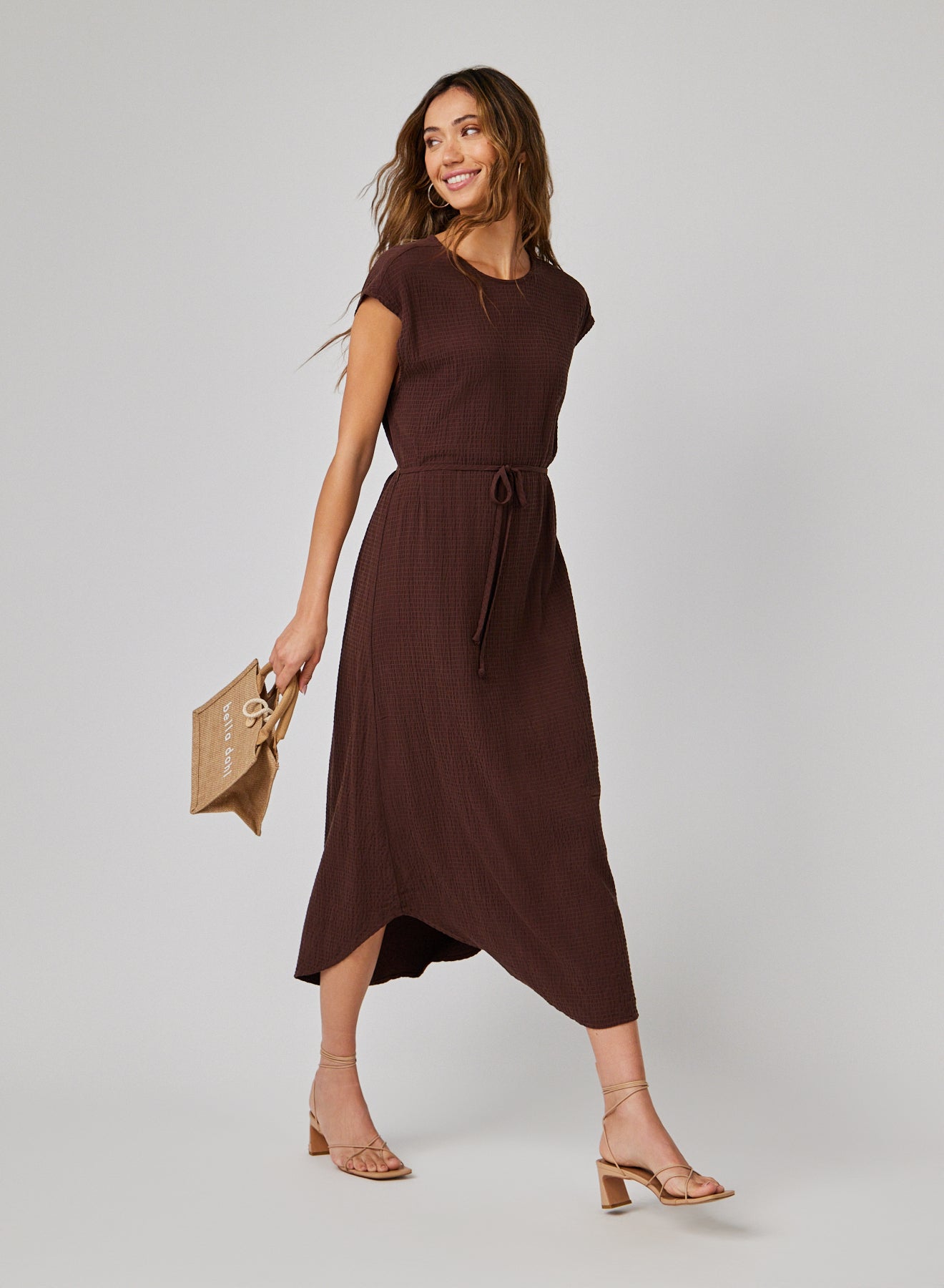 Cap Sleeve Midi Dress - Chicory Brown