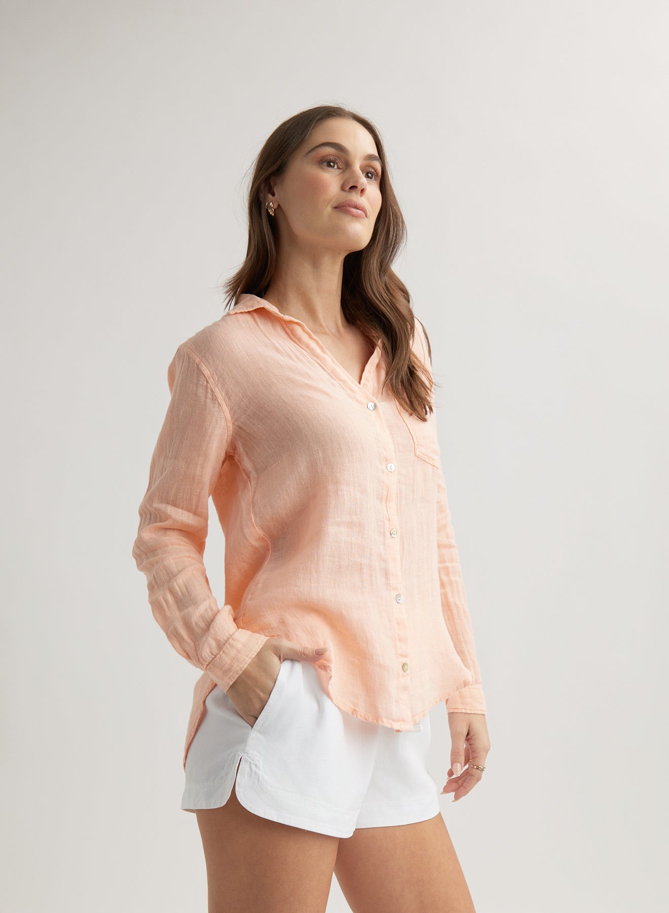 Pocket Button Down - Peach Fizz
