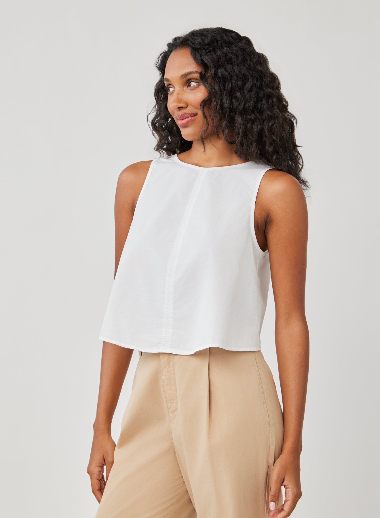 Sleeveless Button Back Top - White