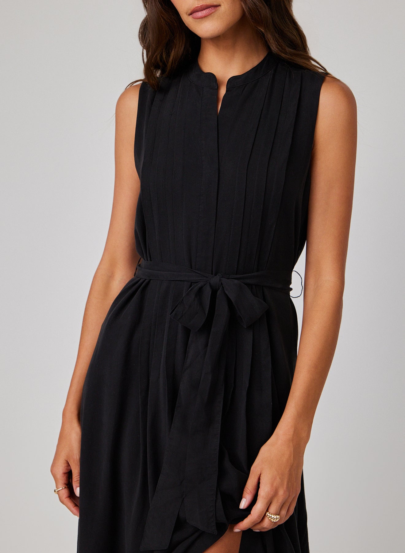Pintuck Maxi Dress - Black