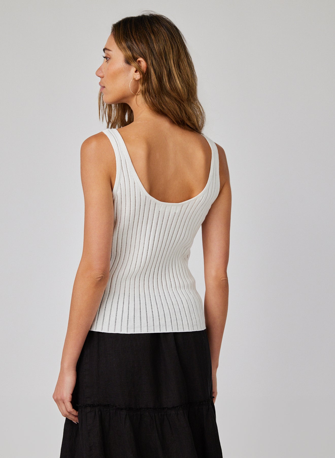 Open Knit Tank - White